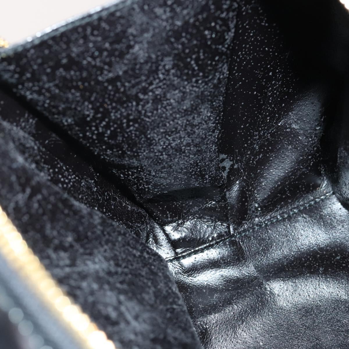 GUCCI Hand Bag Enamel 2way Black Gold 000 2040 0323 Auth ar13798