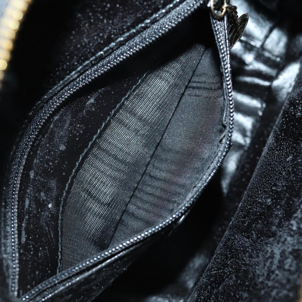 GUCCI Hand Bag Enamel 2way Black Gold 000 2040 0323 Auth ar13798