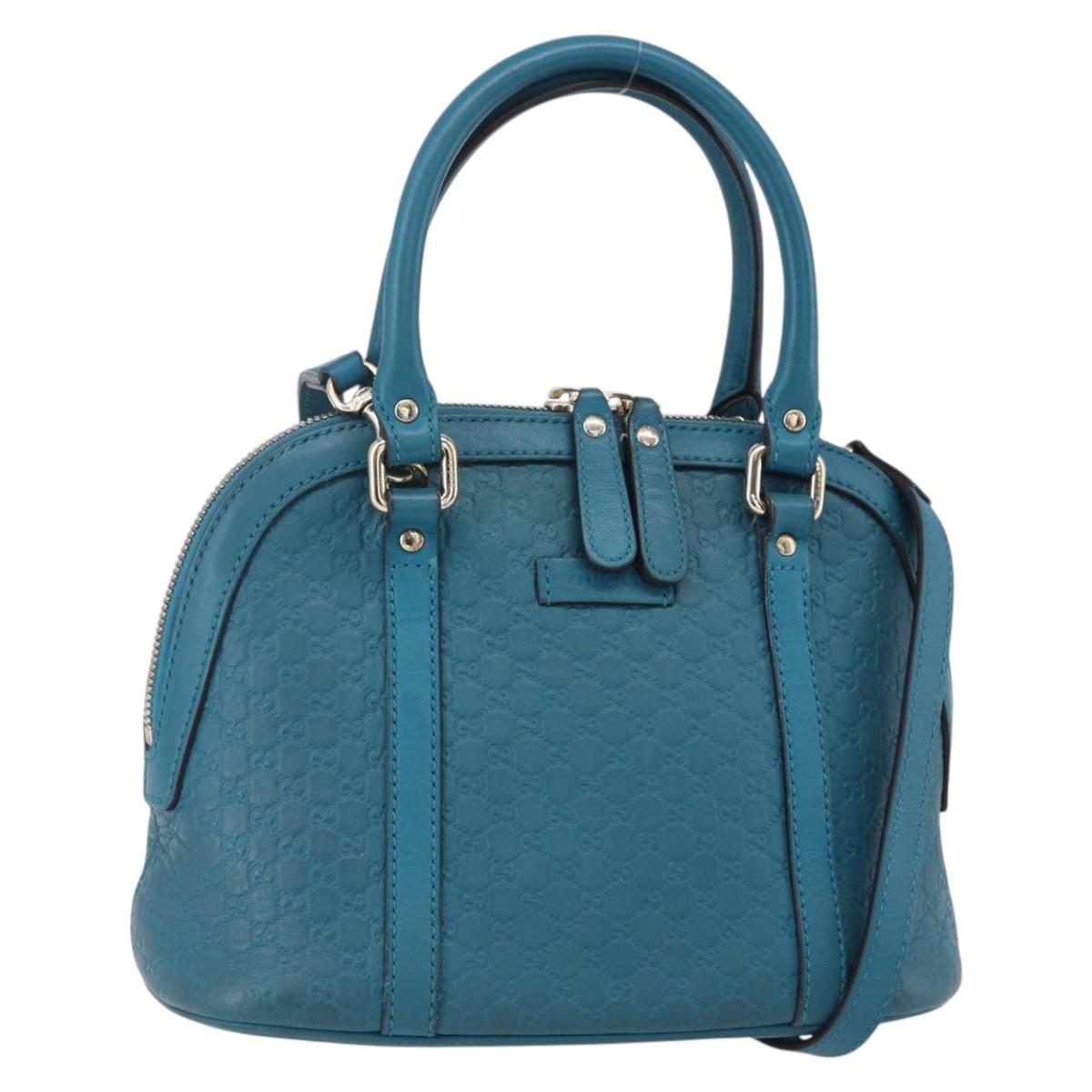GUCCI GG Canvas Guccissima Bag Leather 2way Outlet Blue 449654 Auth ar13799