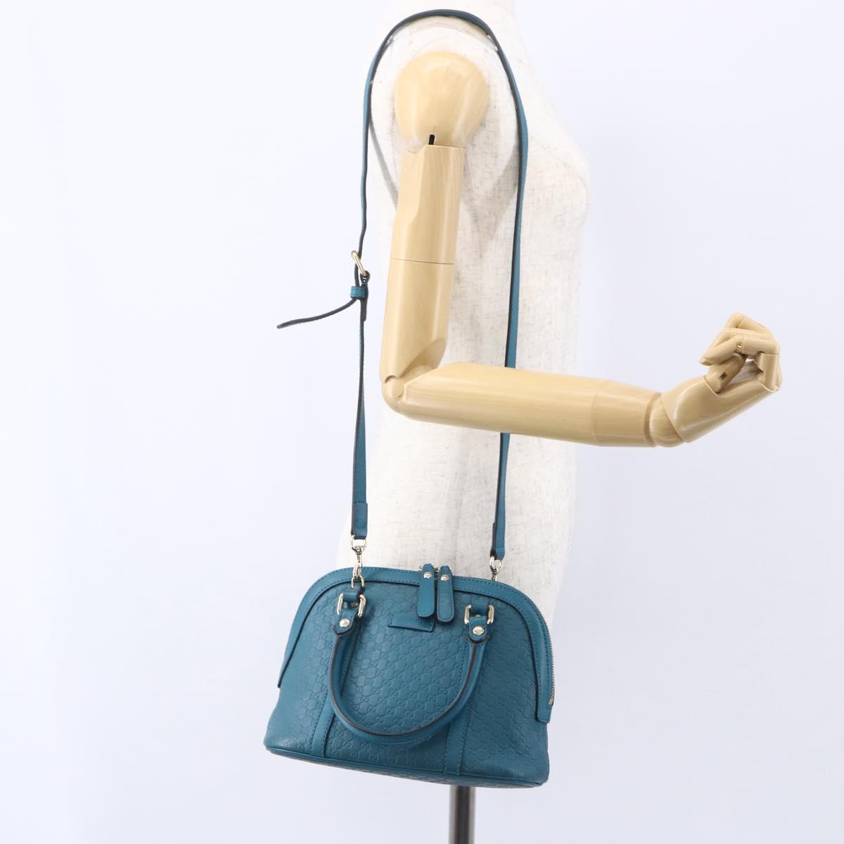 GUCCI GG Canvas Guccissima Bag Leather 2way Outlet Blue 449654 Auth ar13799