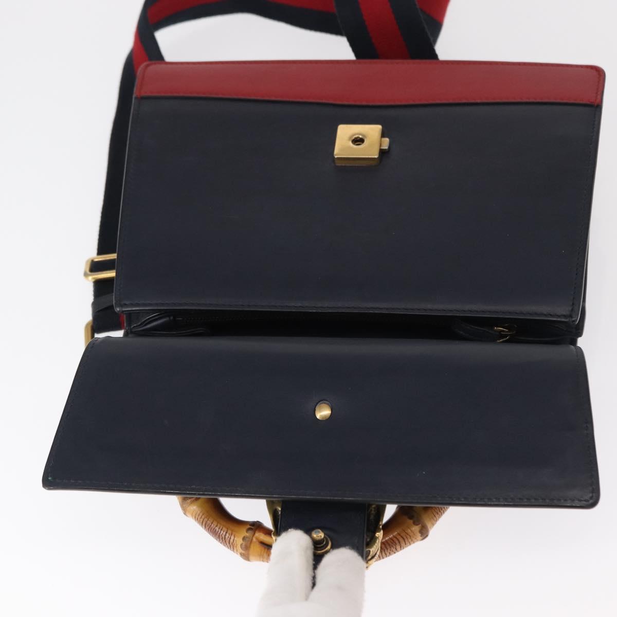 GUCCI Bamboo Dionysus Hand Bag Leather Red Navy Green 448075 Auth ar13800