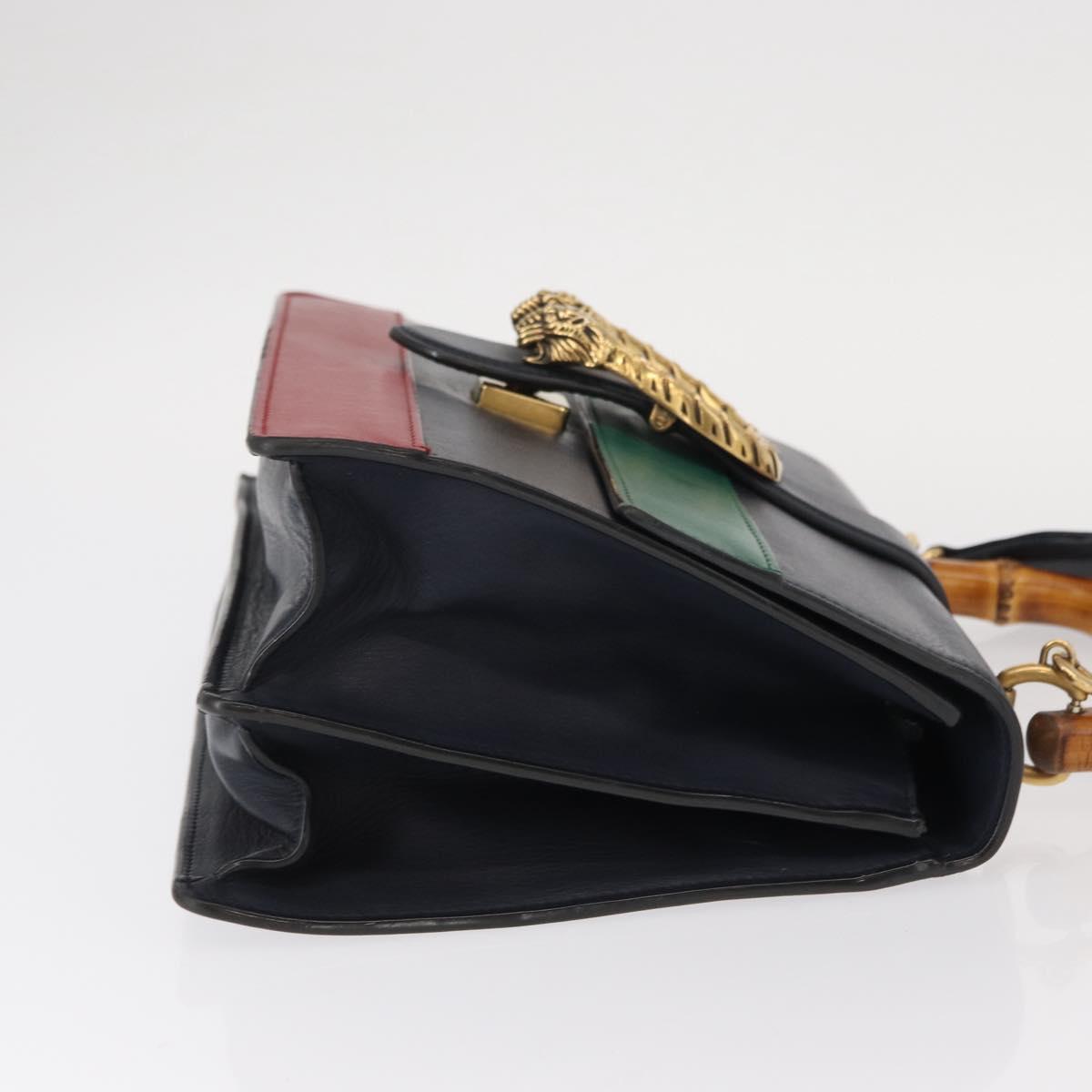 GUCCI Bamboo Dionysus Hand Bag Leather Red Navy Green 448075 Auth ar13800