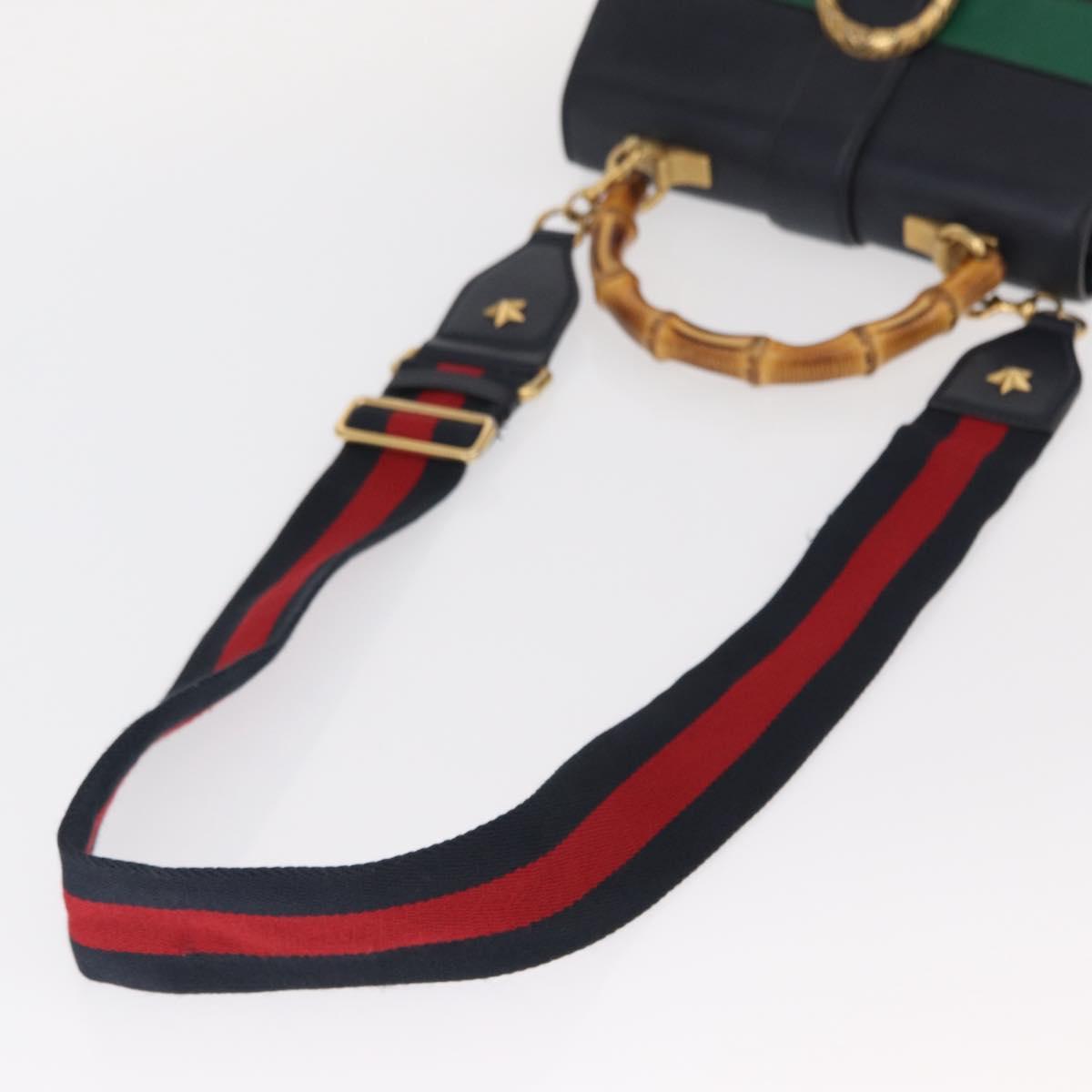 GUCCI Bamboo Dionysus Hand Bag Leather Red Navy Green 448075 Auth ar13800