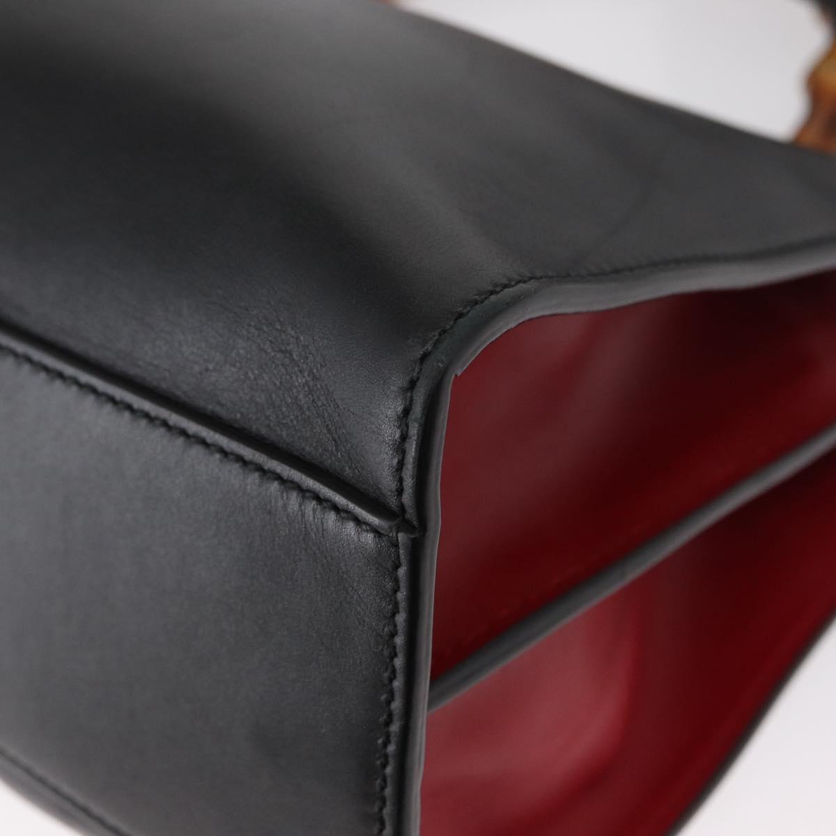 GUCCI Bamboo Sherry Line Nim Fair Bag Leather 2way Black 459076 Auth ar13801