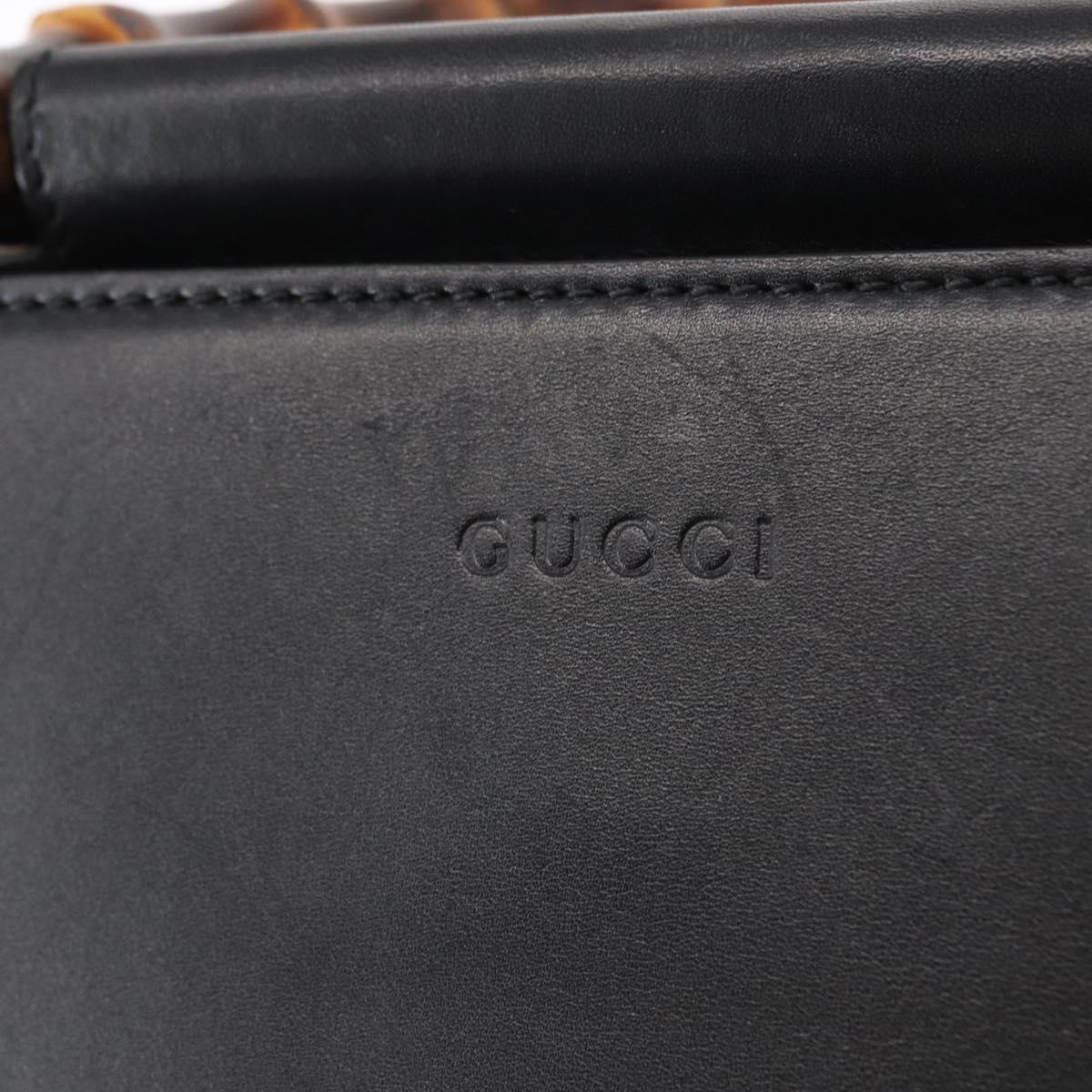 GUCCI Bamboo Sherry Line Nim Fair Bag Leather 2way Black 459076 Auth ar13801
