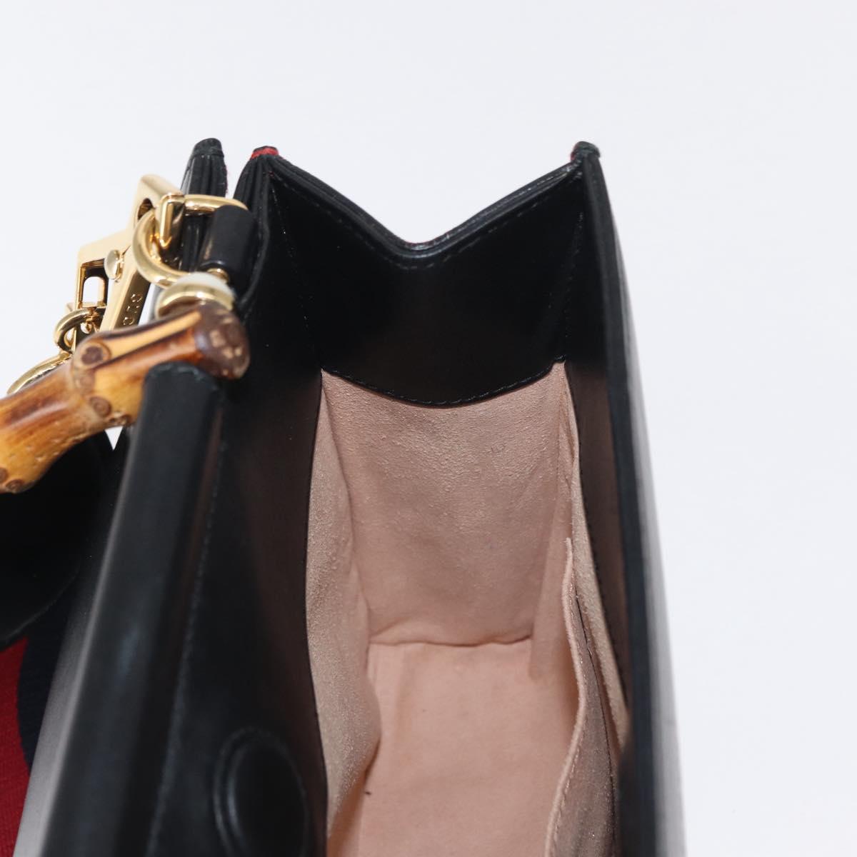 GUCCI Bamboo Sherry Line Nim Fair Bag Leather 2way Black 459076 Auth ar13801