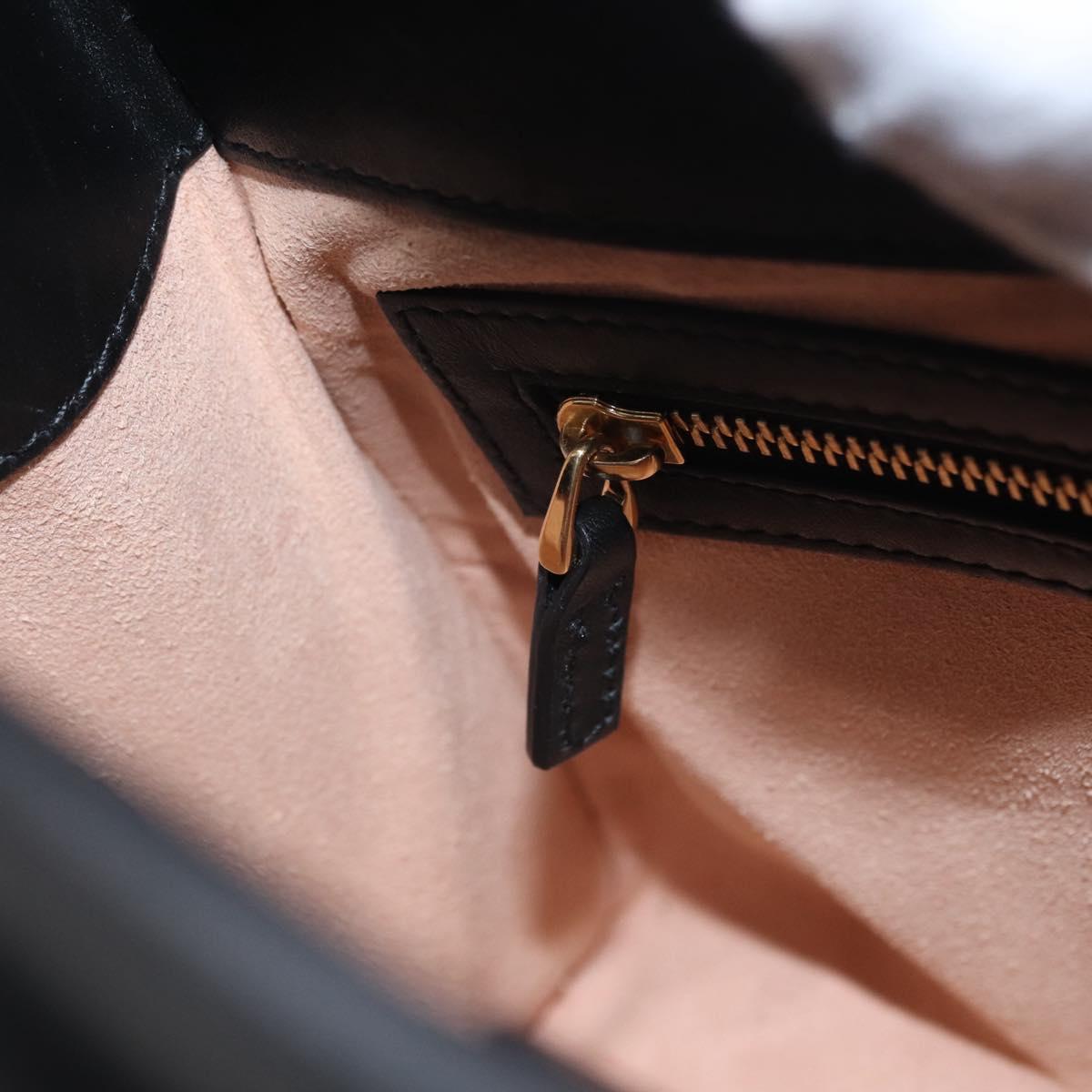 GUCCI Bamboo Sherry Line Nim Fair Bag Leather 2way Black 459076 Auth ar13801