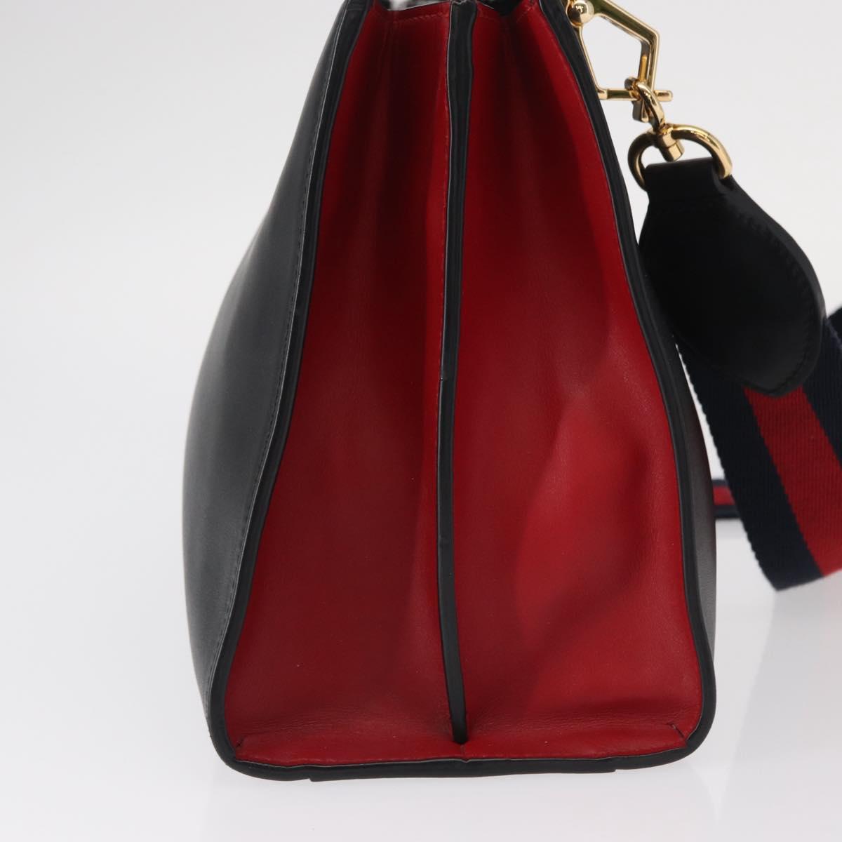 GUCCI Bamboo Sherry Line Nim Fair Bag Leather 2way Black 459076 Auth ar13801