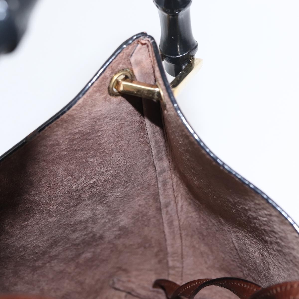 GUCCI Bamboo Hand Bag Leather Brown Gold 001 1883 Auth ar13802