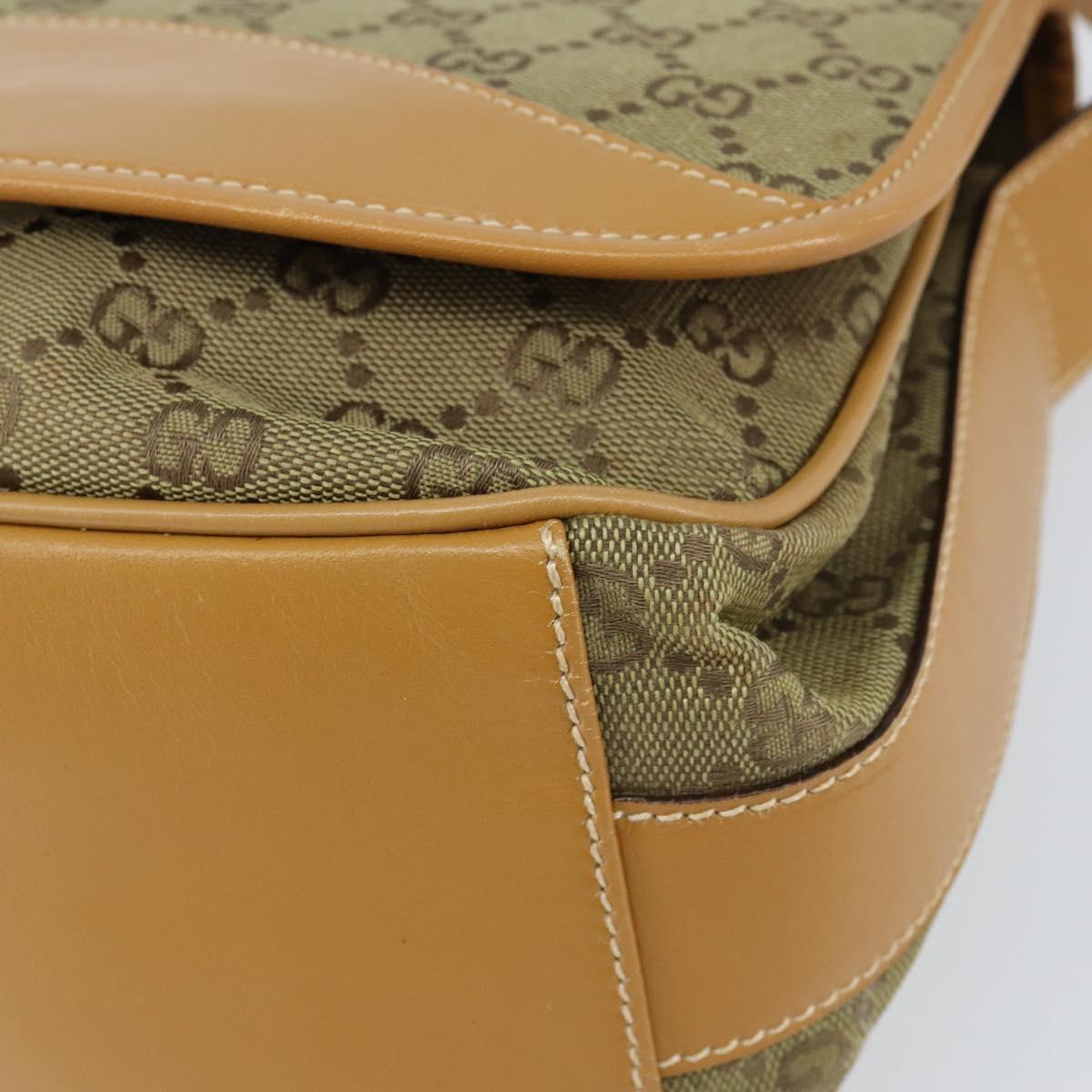 GUCCI GG Canvas Shoulder Bag Beige Gold Auth ar13804