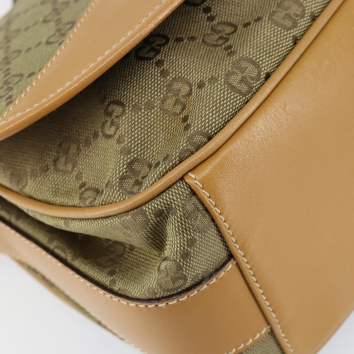 GUCCI GG Canvas Shoulder Bag Beige Gold Auth ar13804