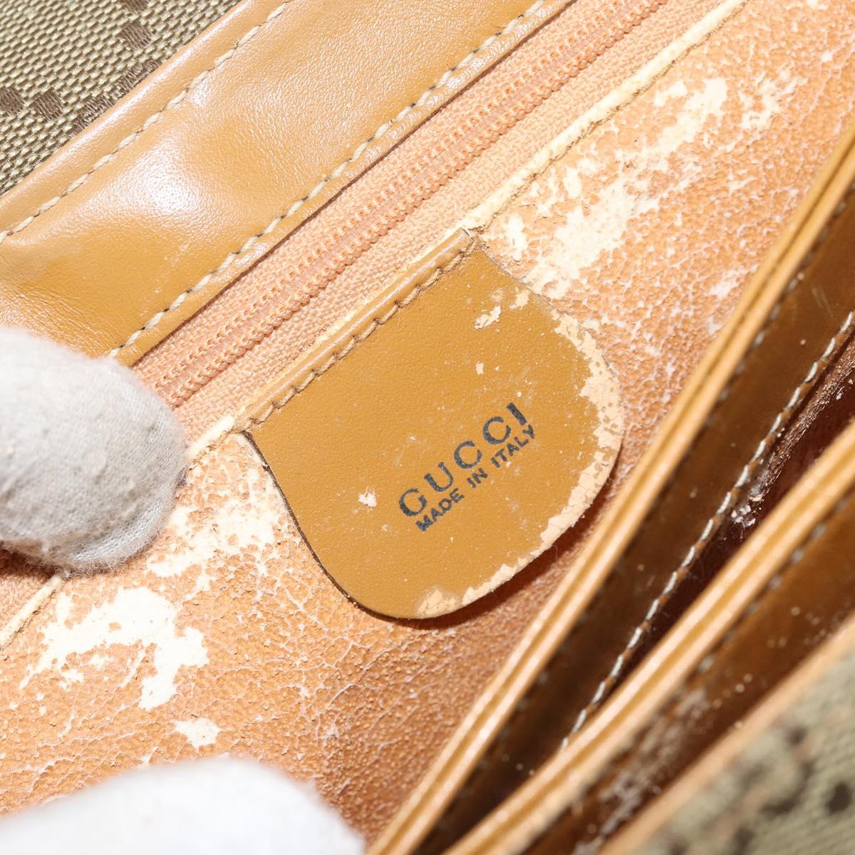 GUCCI GG Canvas Shoulder Bag Beige Gold Auth ar13804