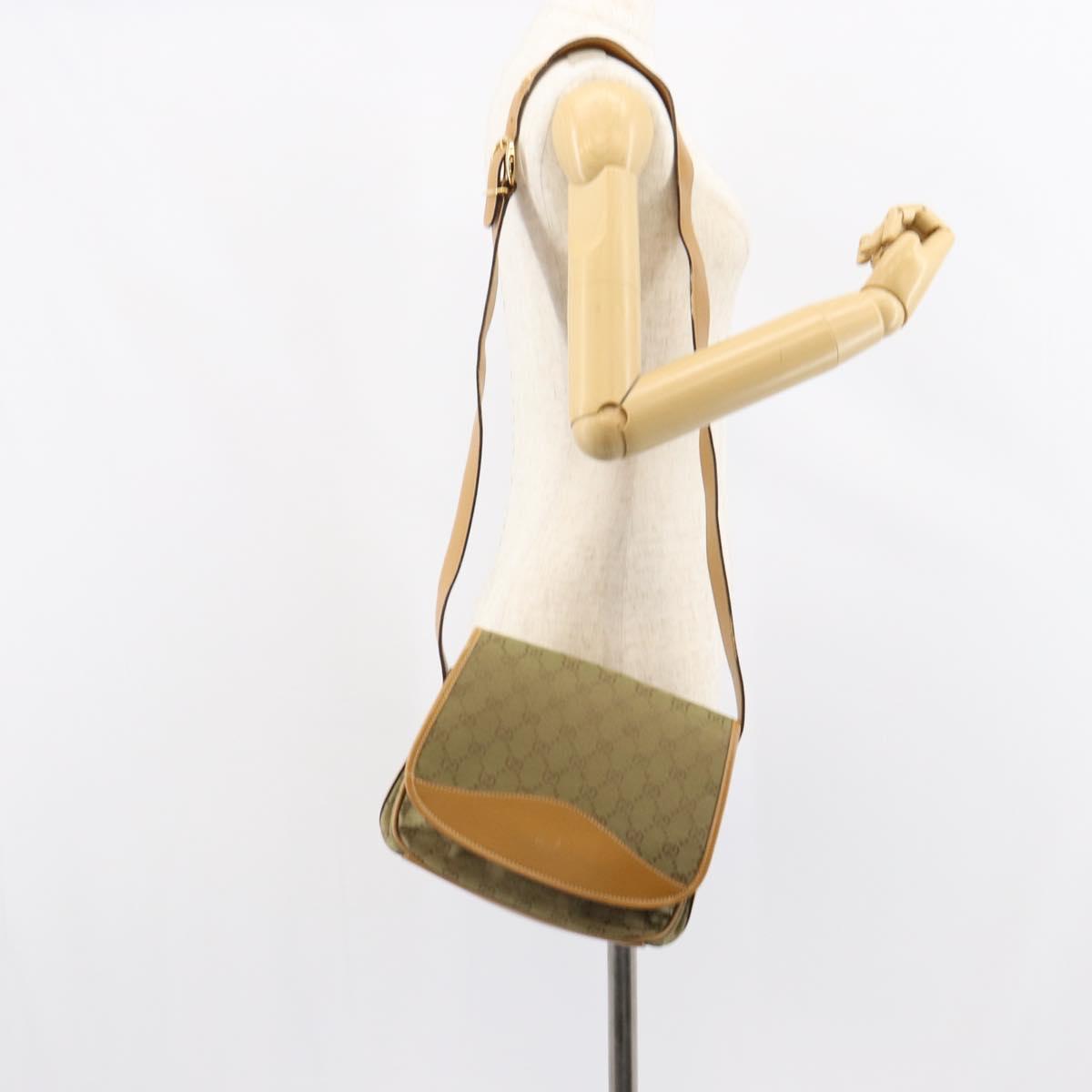 GUCCI GG Canvas Shoulder Bag Beige Gold Auth ar13804