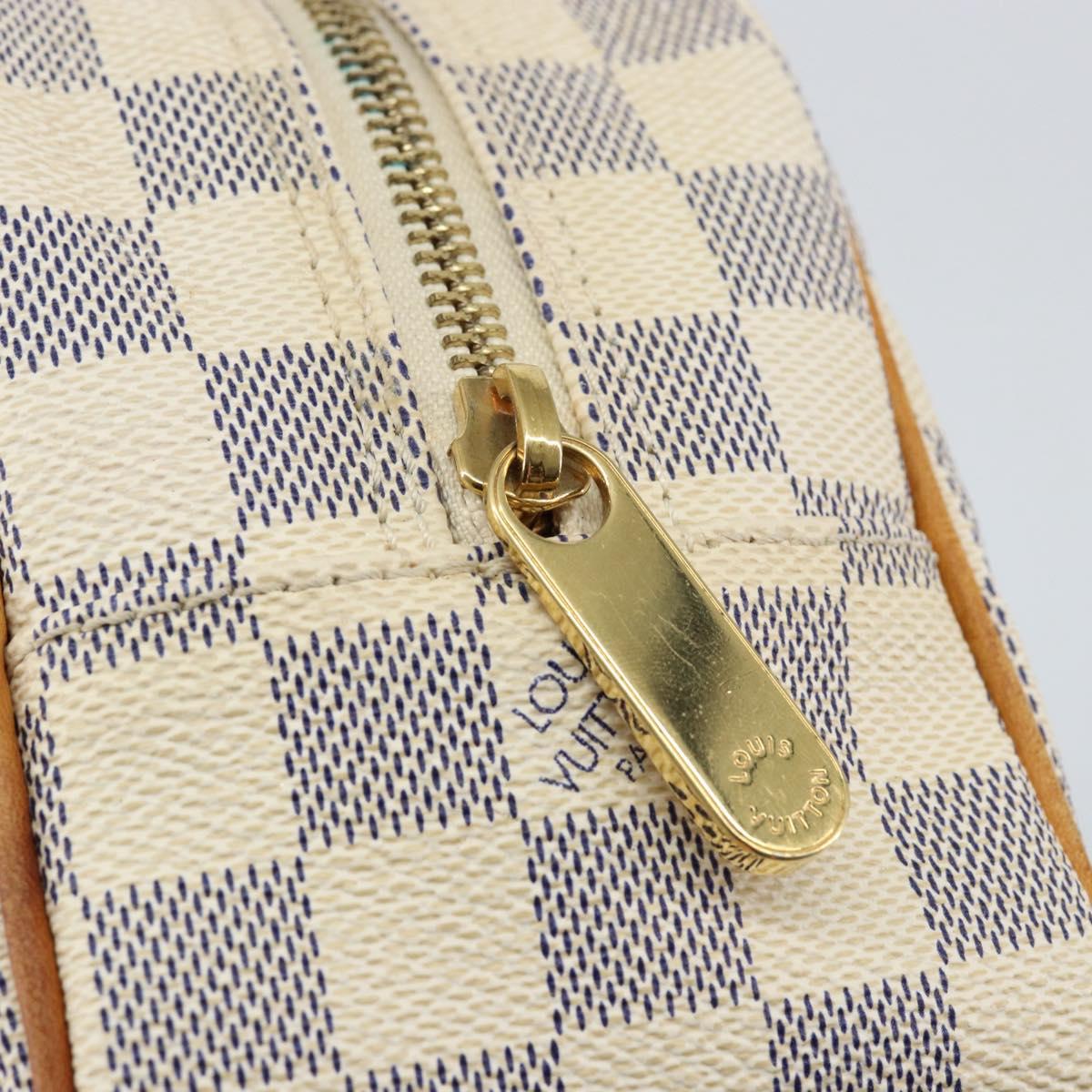 LOUIS VUITTON Damier Azur Trousse Toilette Cosmetic Pouch N41420 LV Auth ar13805