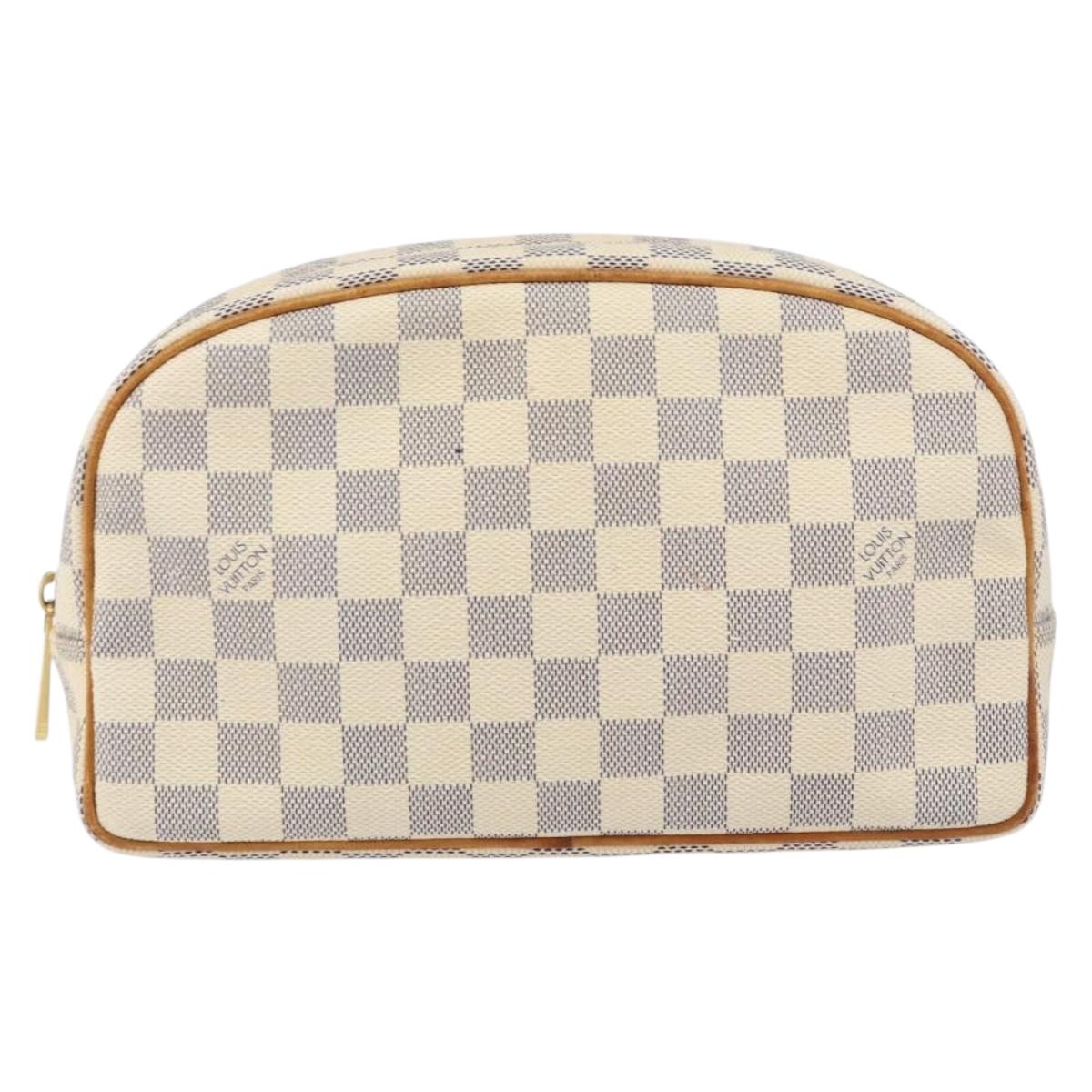 LOUIS VUITTON Damier Azur Trousse Toilette Cosmetic Pouch N41420 LV Auth ar13805
