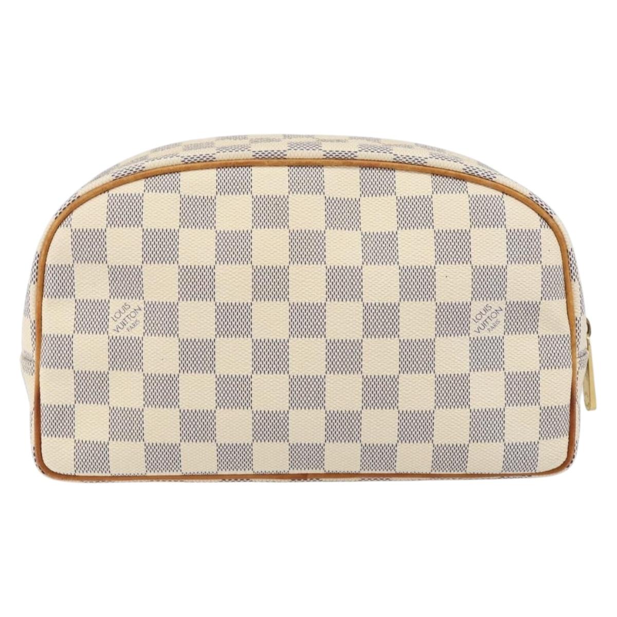 LOUIS VUITTON Damier Azur Trousse Toilette Cosmetic Pouch N41420 LV Auth ar13805
