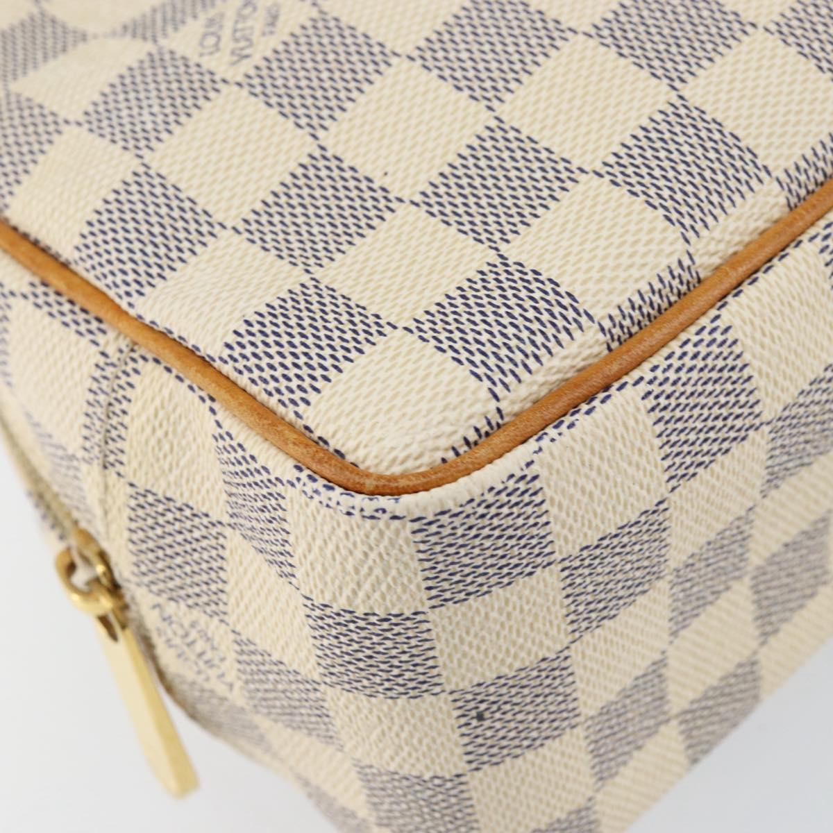 LOUIS VUITTON Damier Azur Trousse Toilette Cosmetic Pouch N41420 LV Auth ar13805