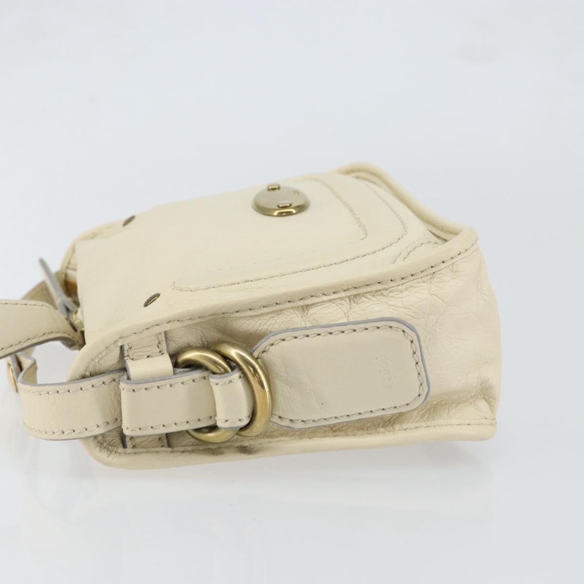 Chloe Hand Bag Leather Ivory Gold Auth ar13809