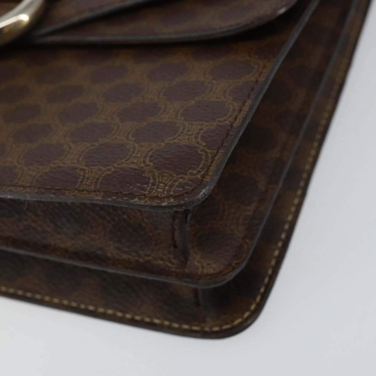 CELINE Macadam Canvas Hand Bag PVC Leather Brown Gold Auth ar13810