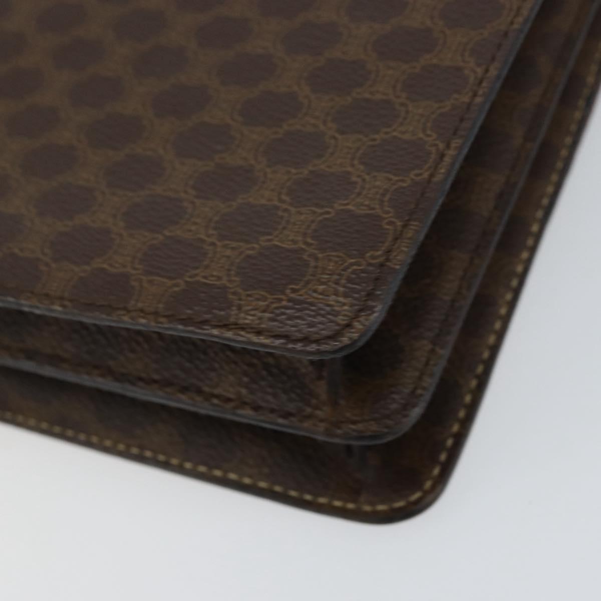 CELINE Macadam Canvas Hand Bag PVC Leather Brown Gold Auth ar13810