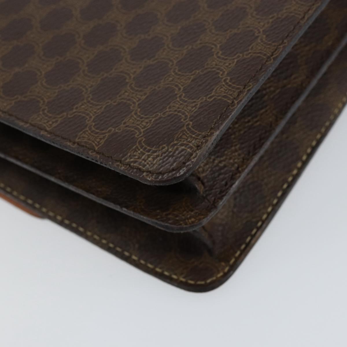 CELINE Macadam Canvas Hand Bag PVC Leather Brown Gold Auth ar13810