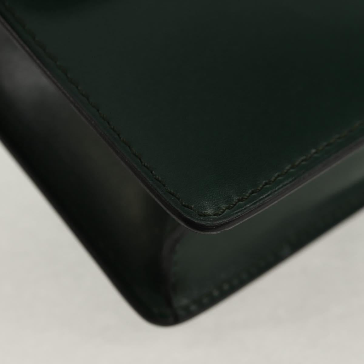 CELINE Chain Shoulder Bag Leather Green Gold Auth ar13811V