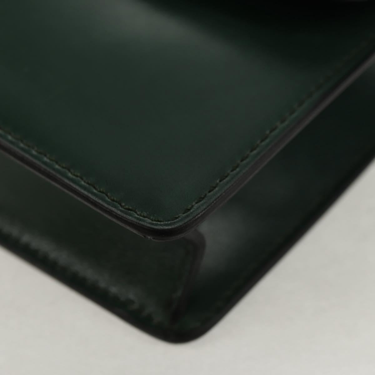 CELINE Chain Shoulder Bag Leather Green Gold Auth ar13811V