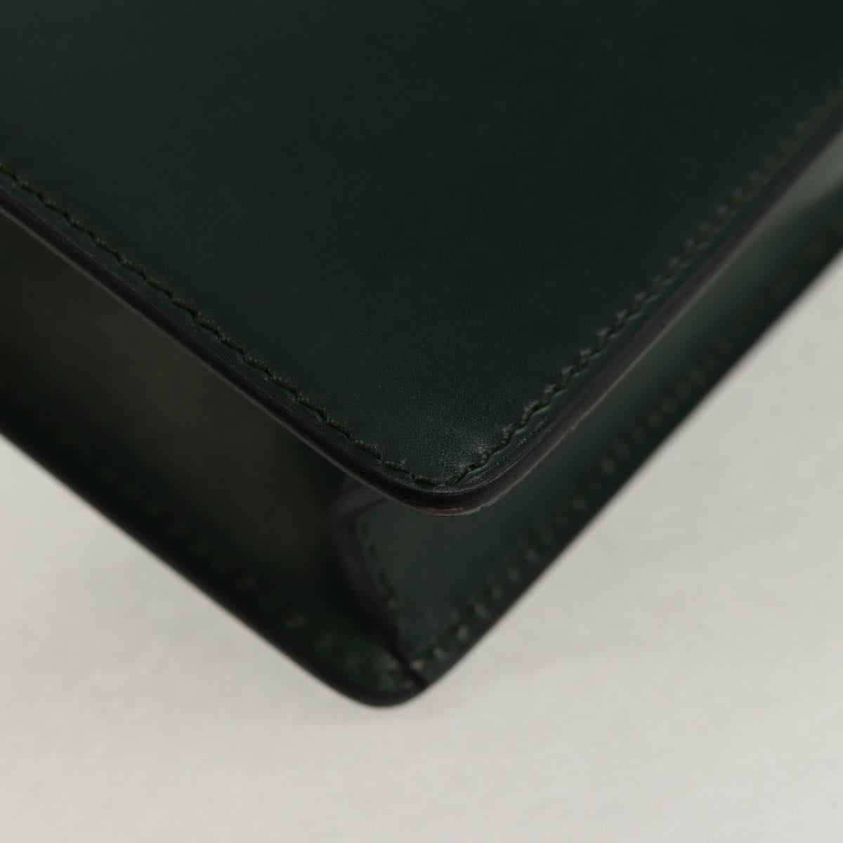 CELINE Chain Shoulder Bag Leather Green Gold Auth ar13811V