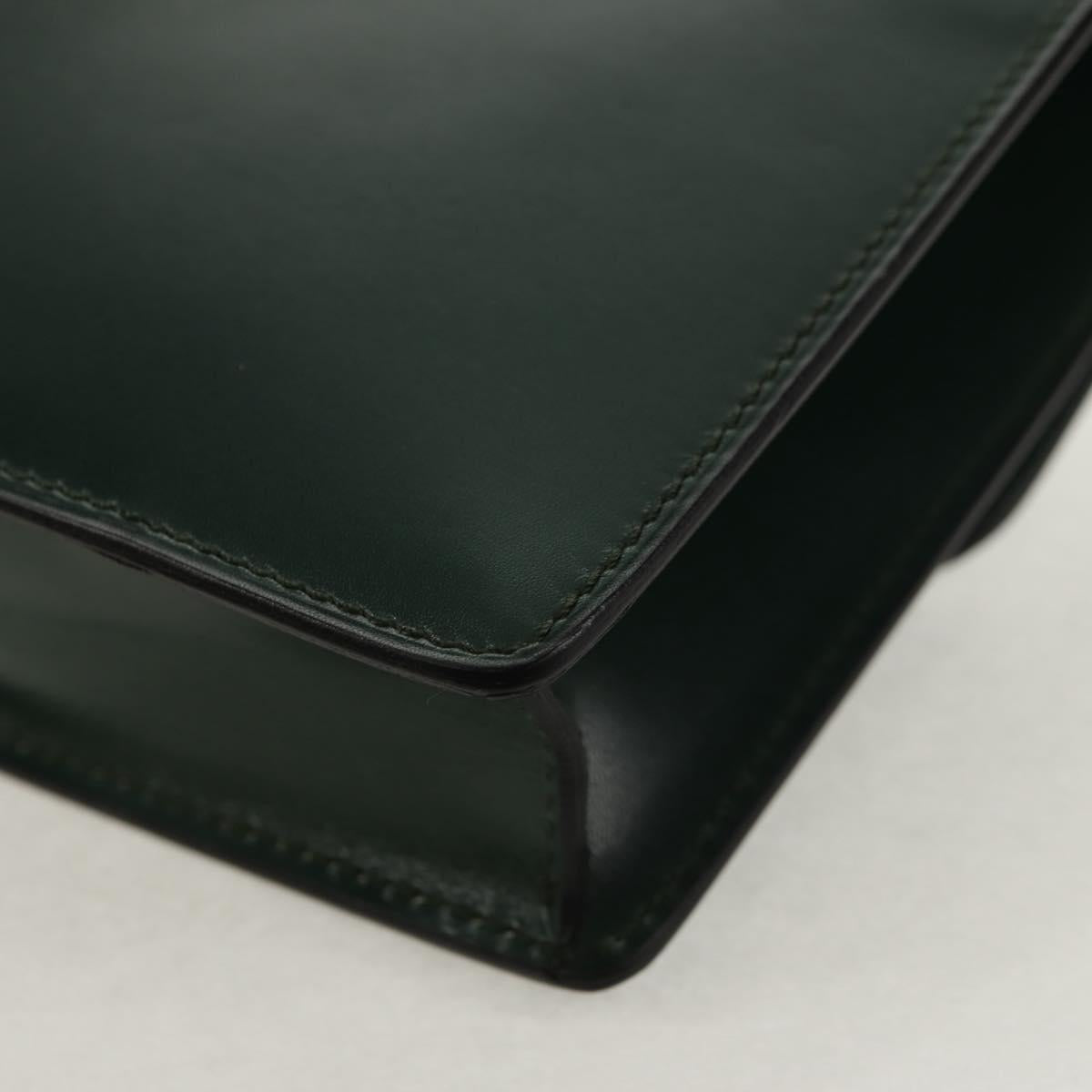 CELINE Chain Shoulder Bag Leather Green Gold Auth ar13811V