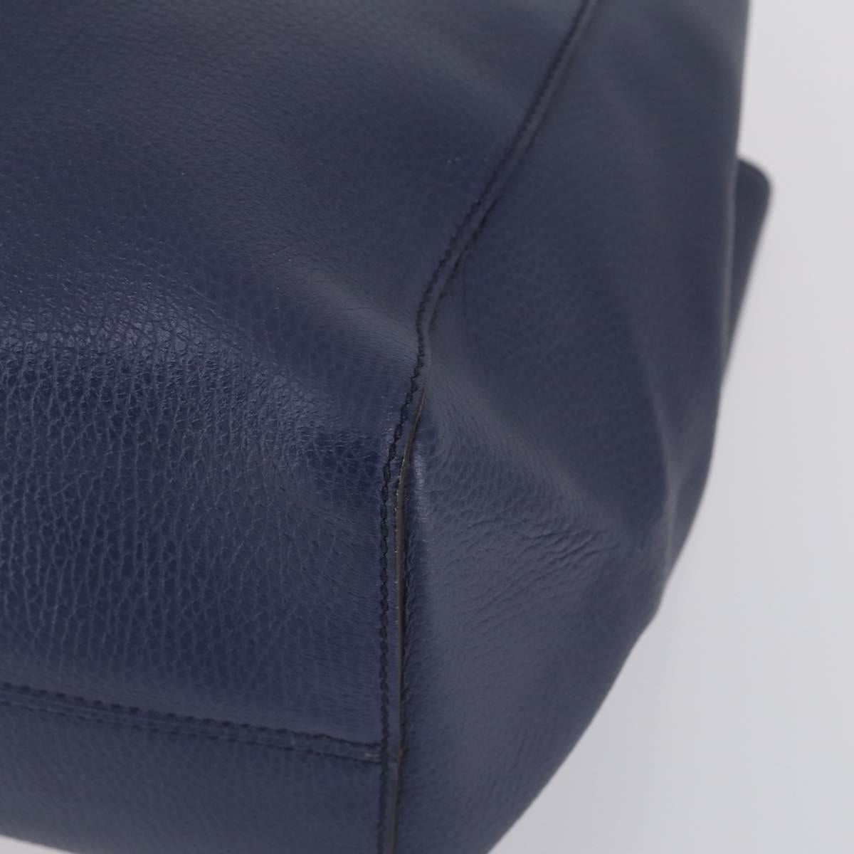 GUCCI Tote Bag Leather Blue Gold 354397 Auth ar13812