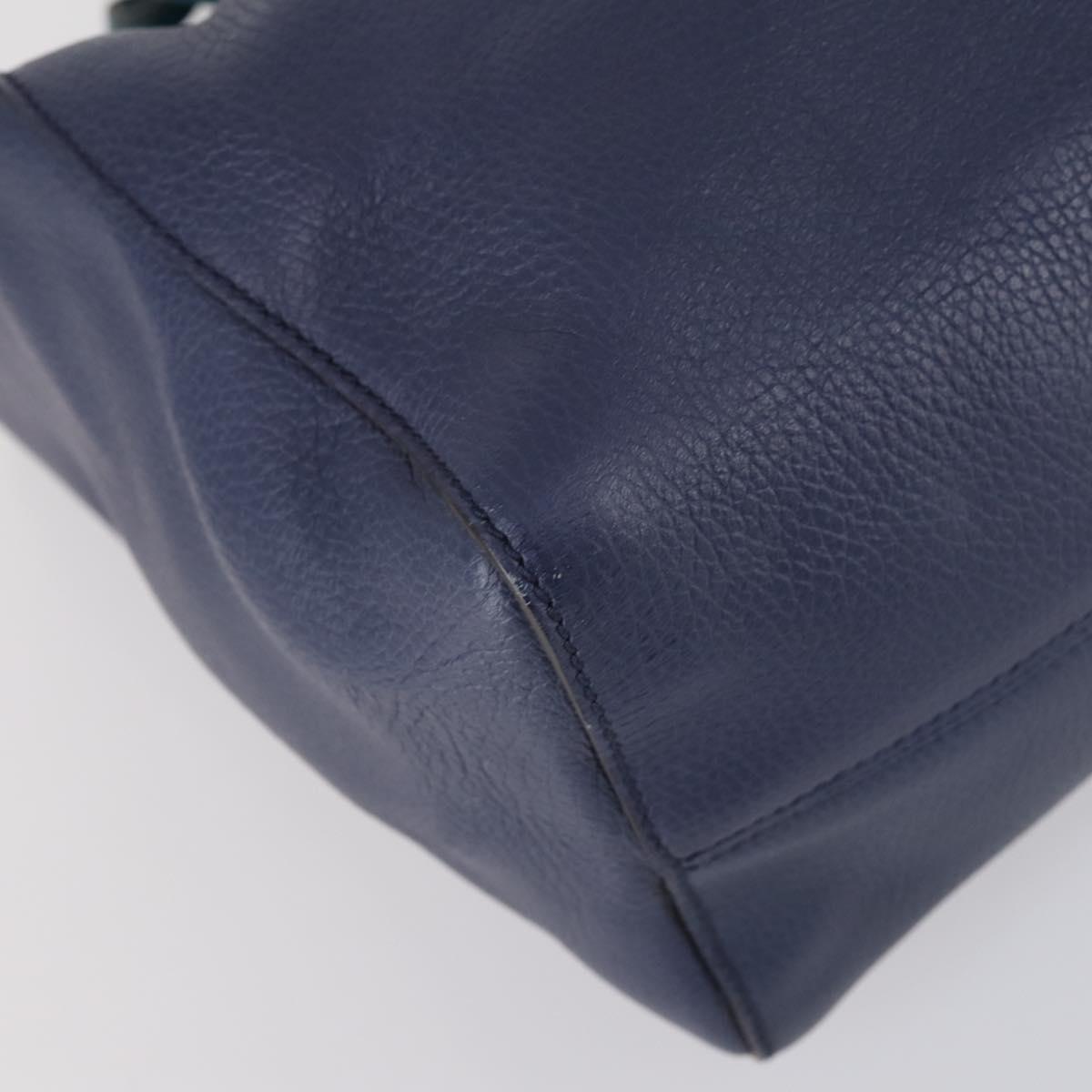 GUCCI Tote Bag Leather Blue Gold 354397 Auth ar13812