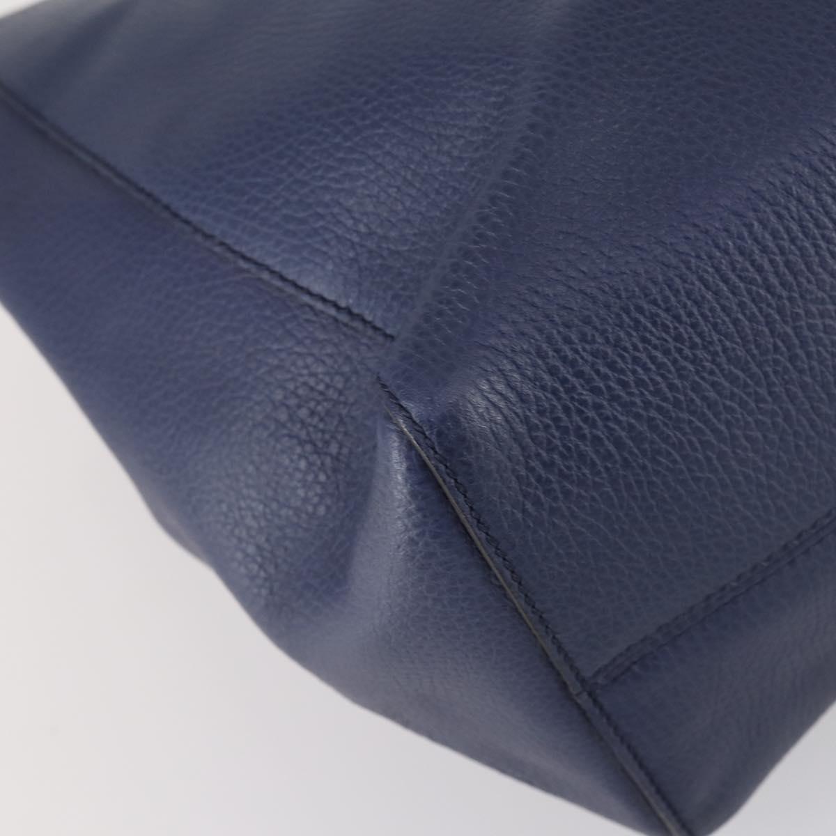 GUCCI Tote Bag Leather Blue Gold 354397 Auth ar13812