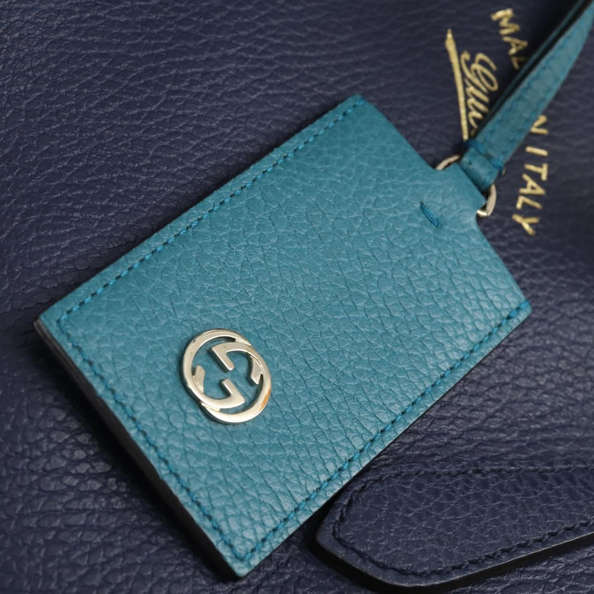 GUCCI Tote Bag Leather Blue Gold 354397 Auth ar13812