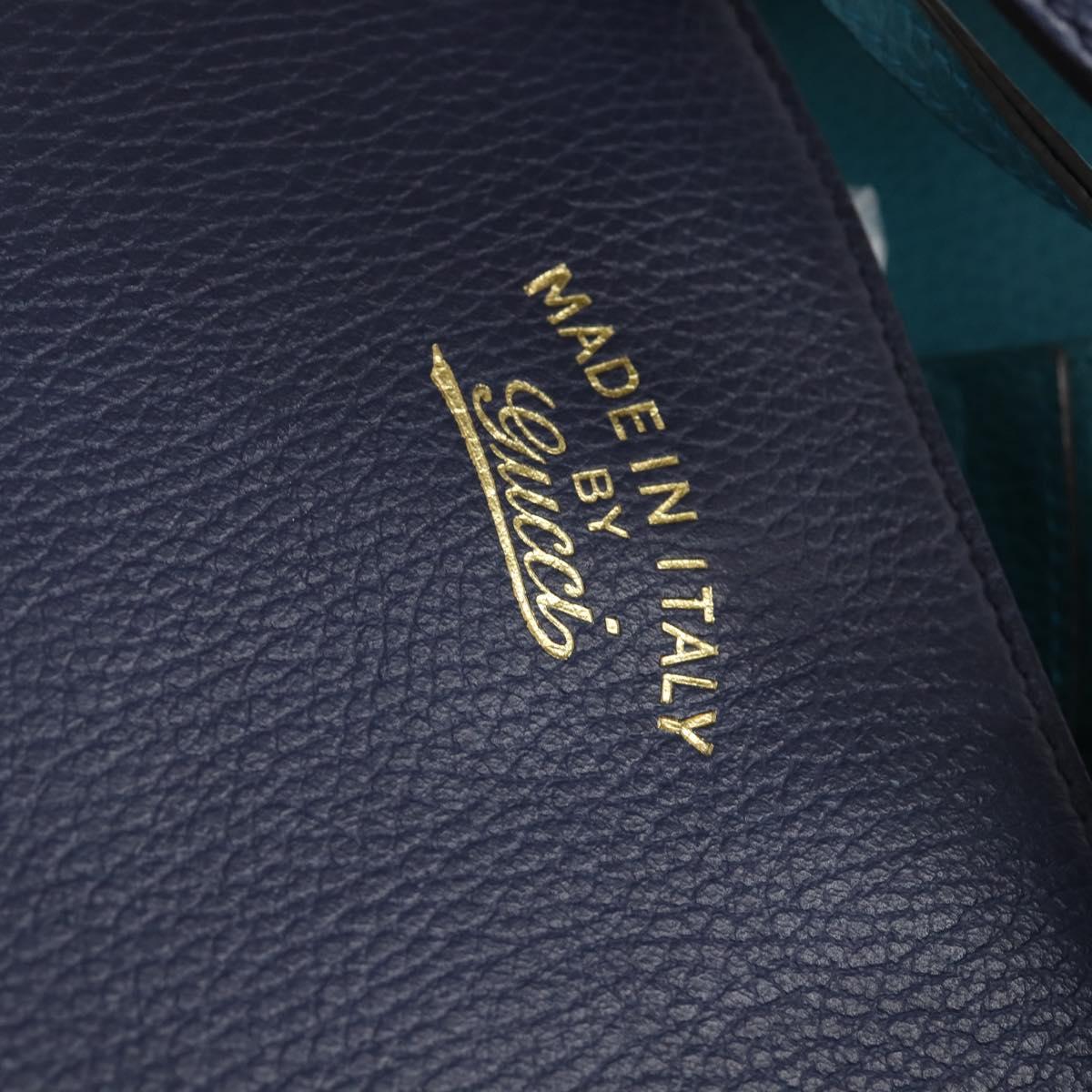 GUCCI Tote Bag Leather Blue Gold 354397 Auth ar13812