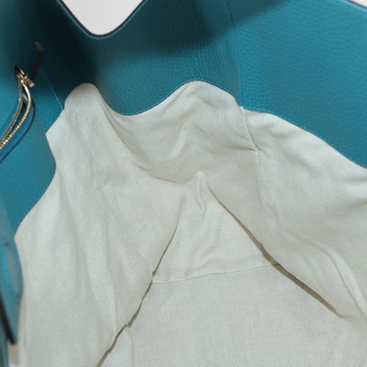 GUCCI Tote Bag Leather Blue Gold 354397 Auth ar13812