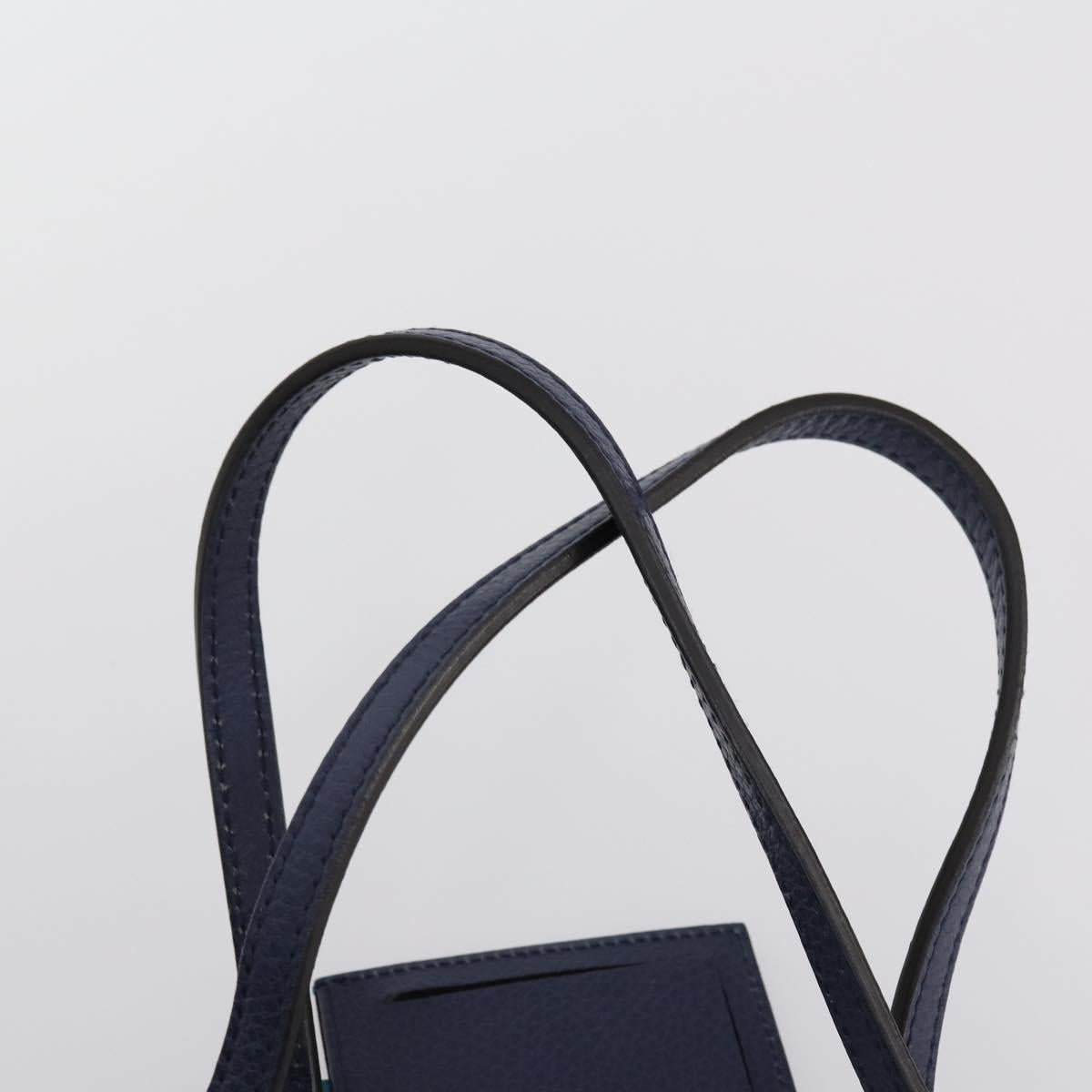 GUCCI Tote Bag Leather Blue Gold 354397 Auth ar13812