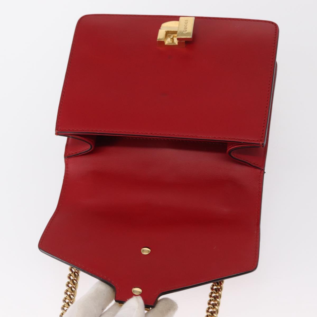 GUCCI Sylvie Sherry Line Chain Shoulder Bag Leather Red Gold 431666 Auth ar13813