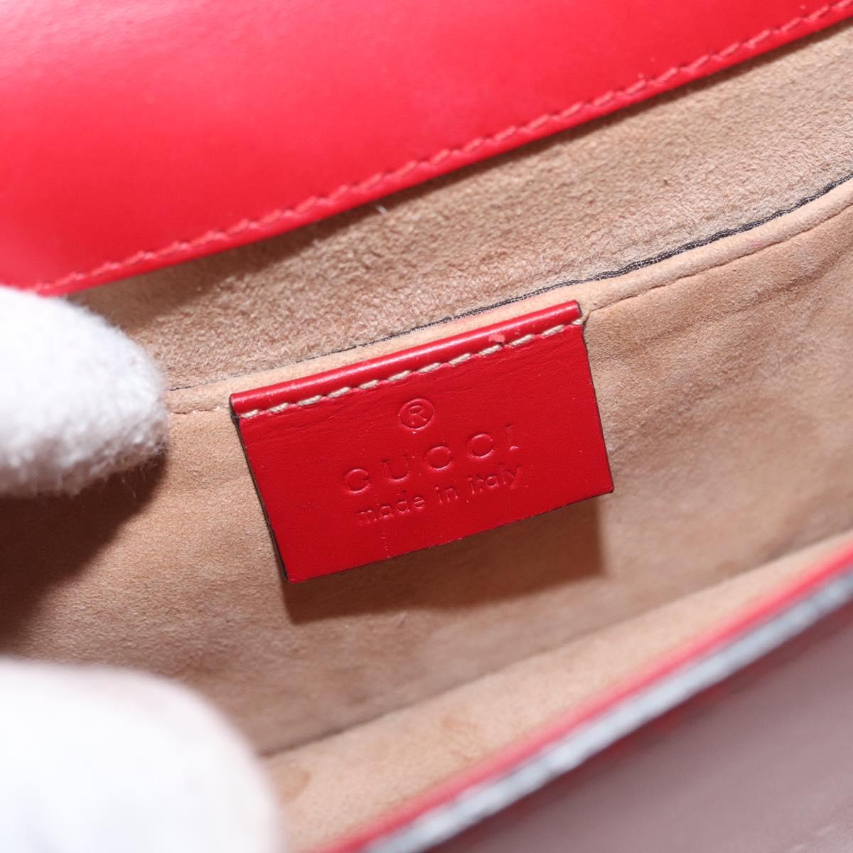 GUCCI Sylvie Sherry Line Chain Shoulder Bag Leather Red Gold 431666 Auth ar13813