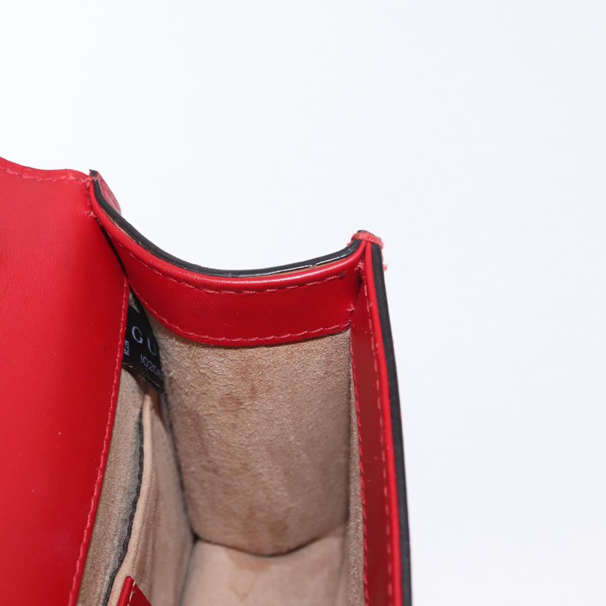 GUCCI Sylvie Sherry Line Chain Shoulder Bag Leather Red Gold 431666 Auth ar13813