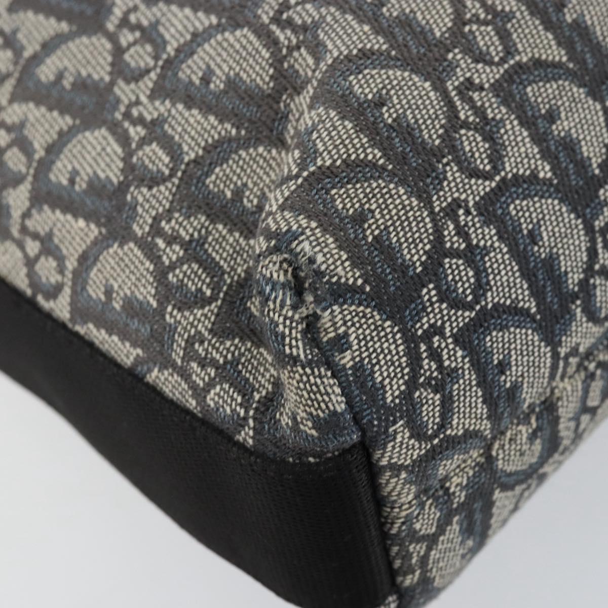 Christian Dior Trotter Canvas Shoulder Bag Navy Silver Auth ar13815