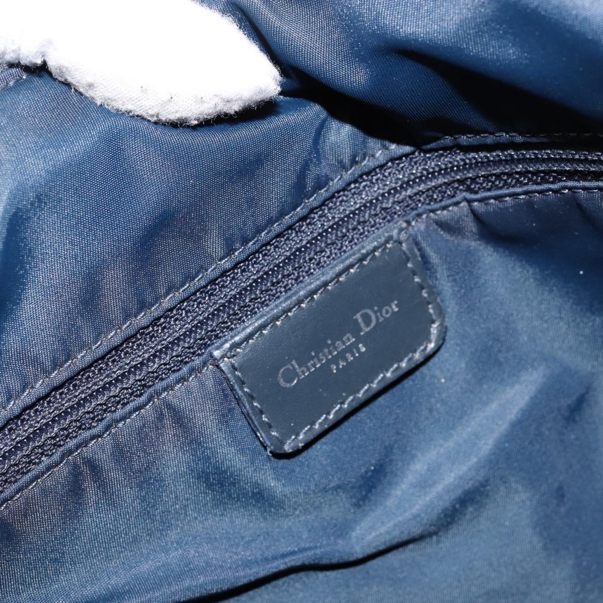 Christian Dior Trotter Canvas Shoulder Bag Navy Silver Auth ar13815