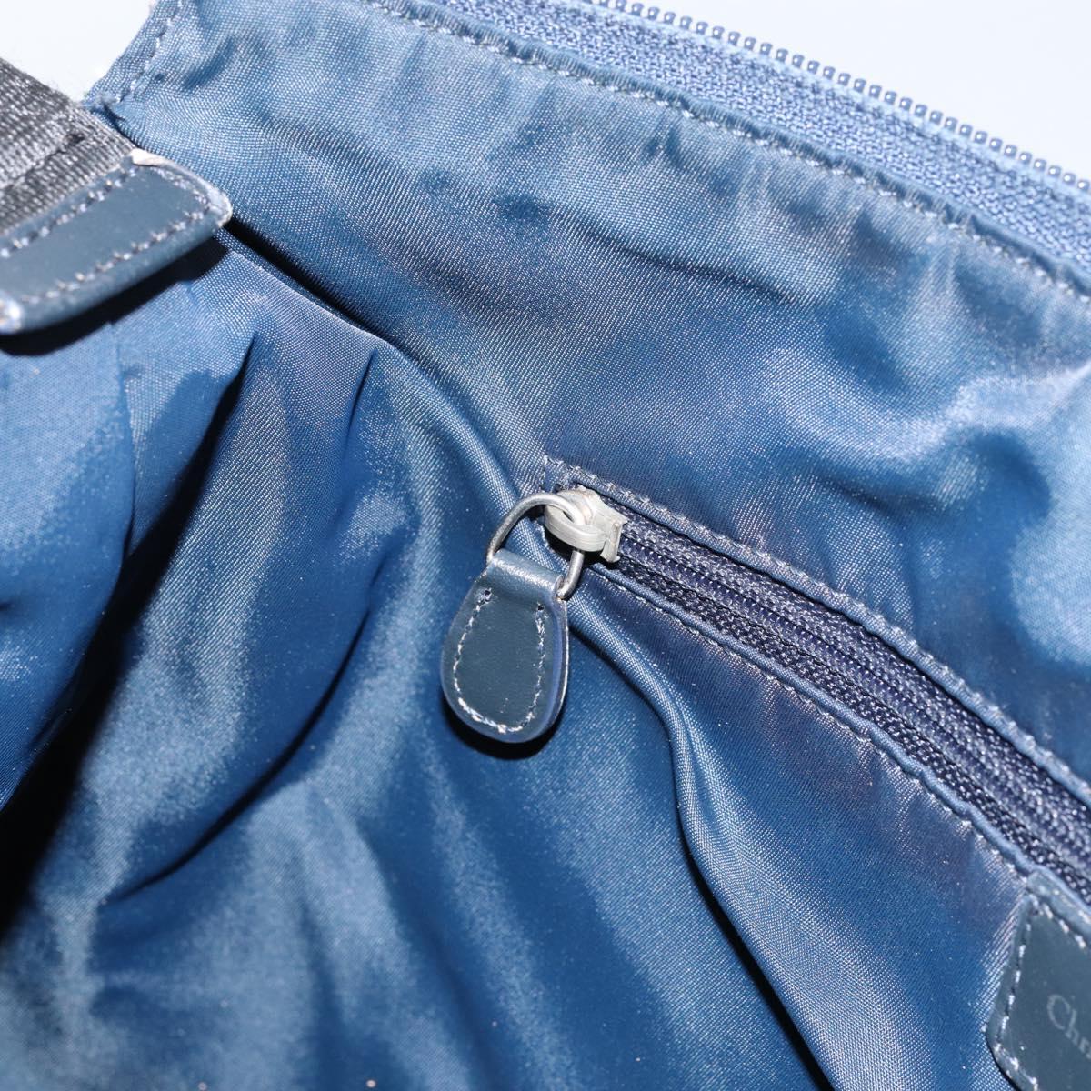Christian Dior Trotter Canvas Shoulder Bag Navy Silver Auth ar13815