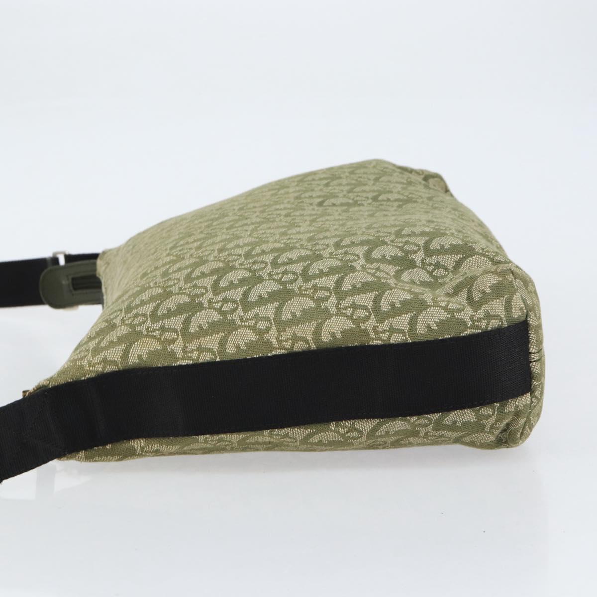 Christian Dior Trotter Canvas Shoulder Bag Green Silver Auth ar13816