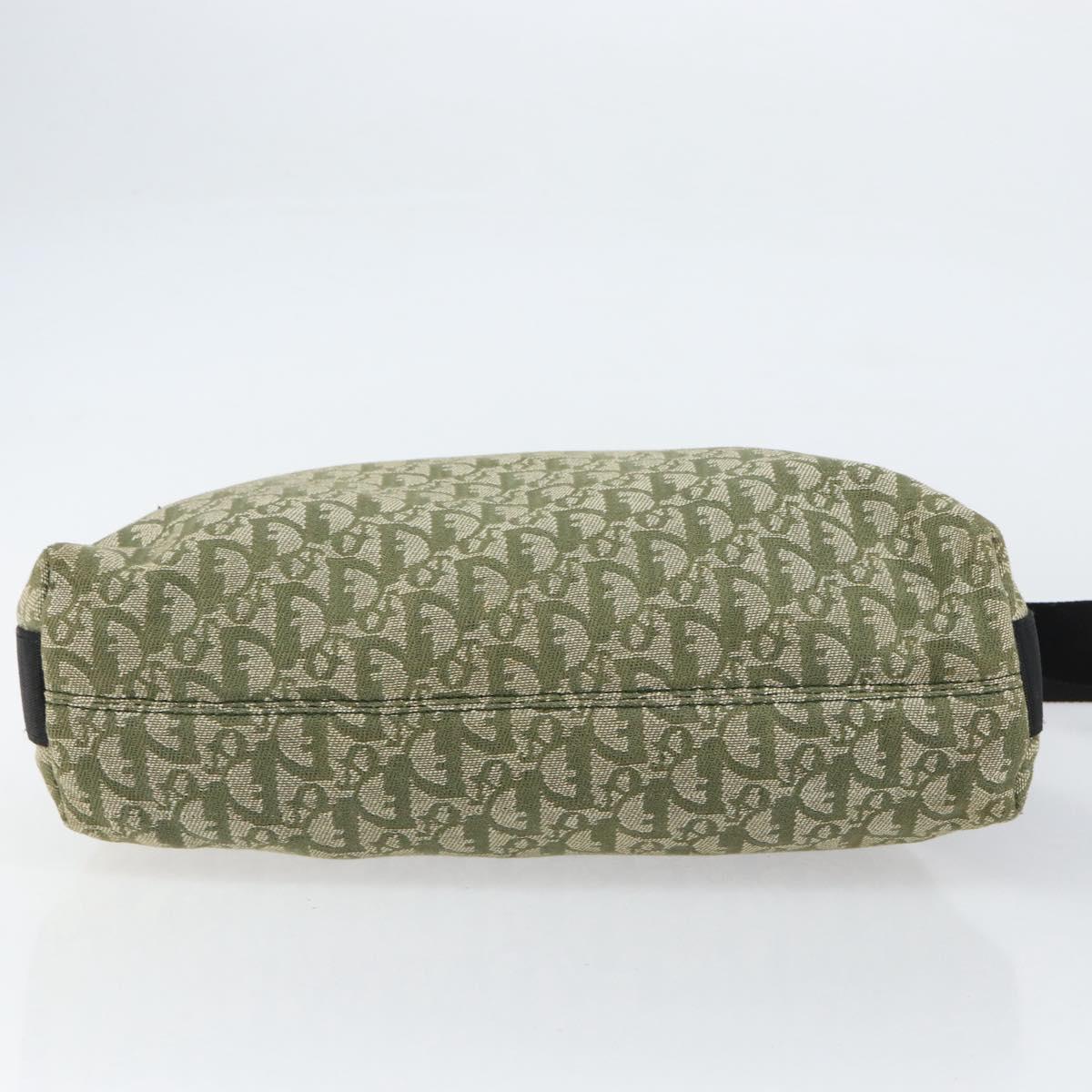 Christian Dior Trotter Canvas Shoulder Bag Green Silver Auth ar13816