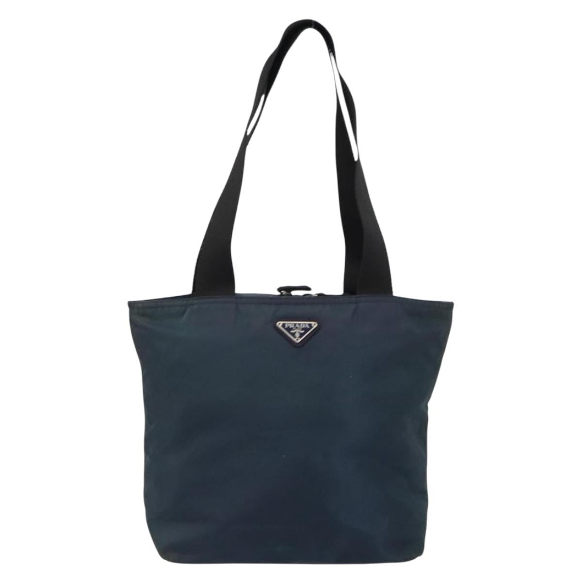PRADA Tote Bag Nylon Navy Silver Auth ar13817