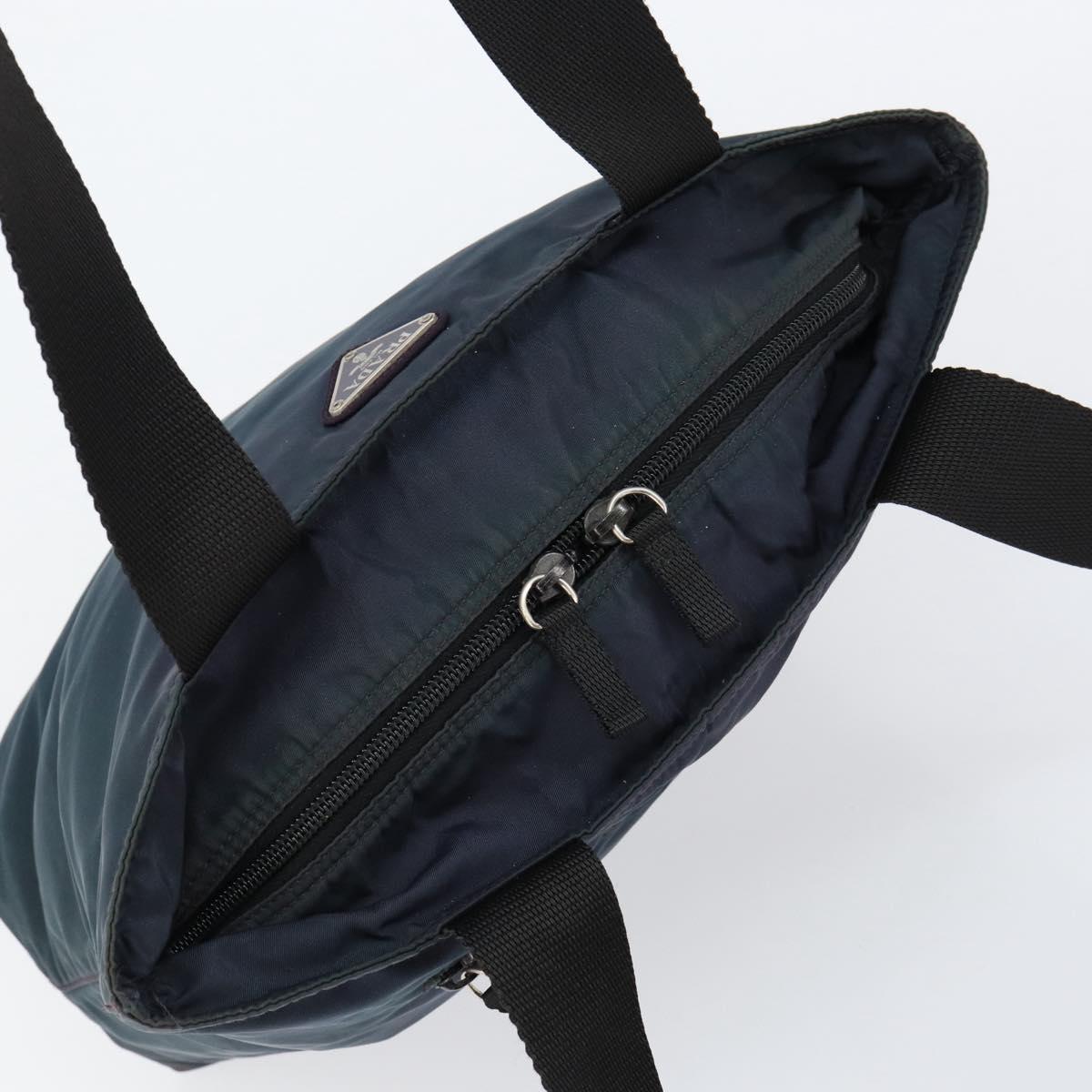 PRADA Tote Bag Nylon Navy Silver Auth ar13817