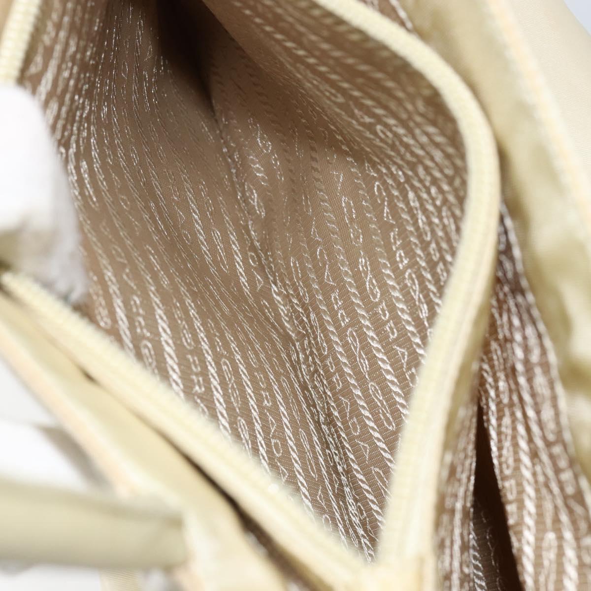 PRADA Tote Bag Nylon Ivory Silver Auth ar13818