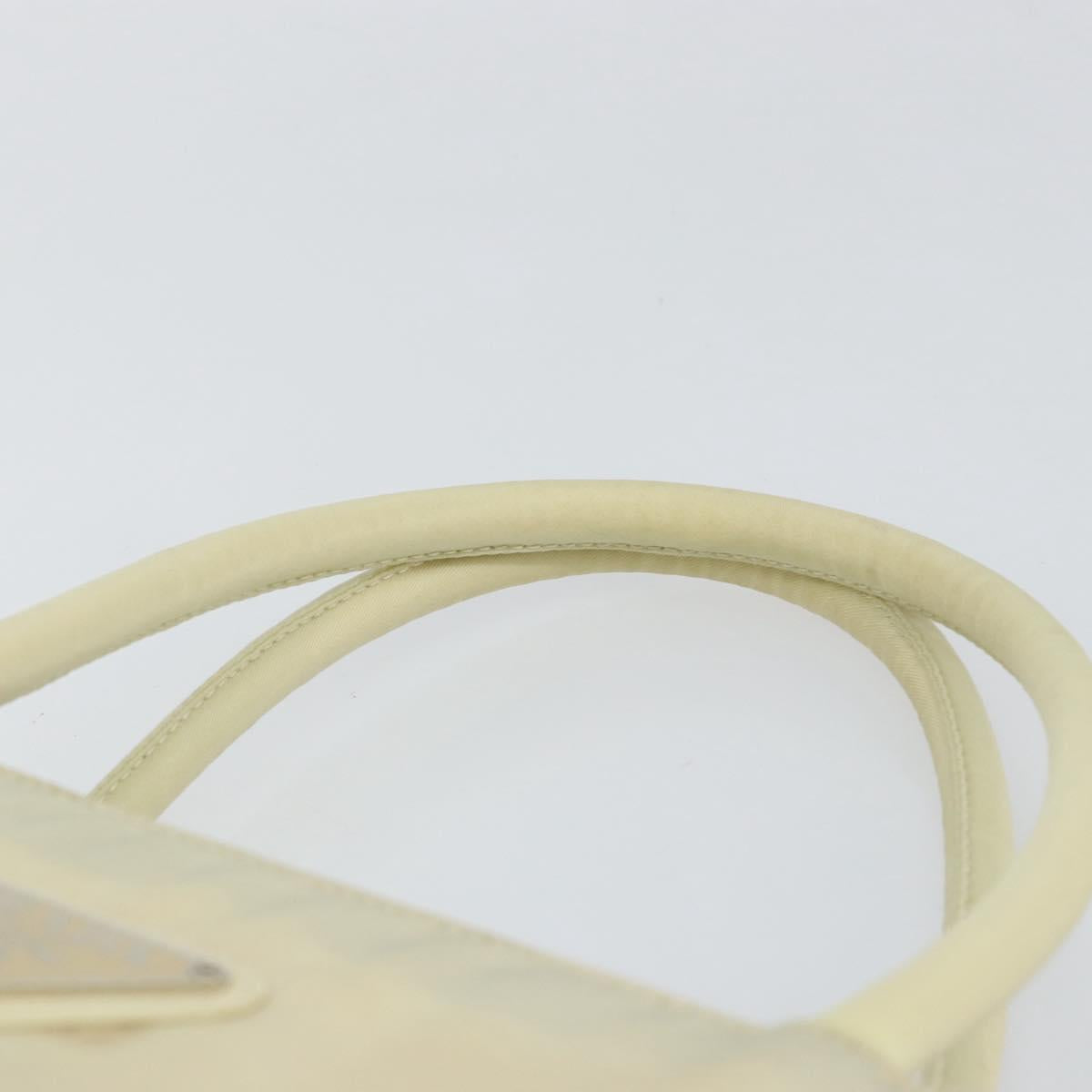 PRADA Tote Bag Nylon Ivory Silver Auth ar13818