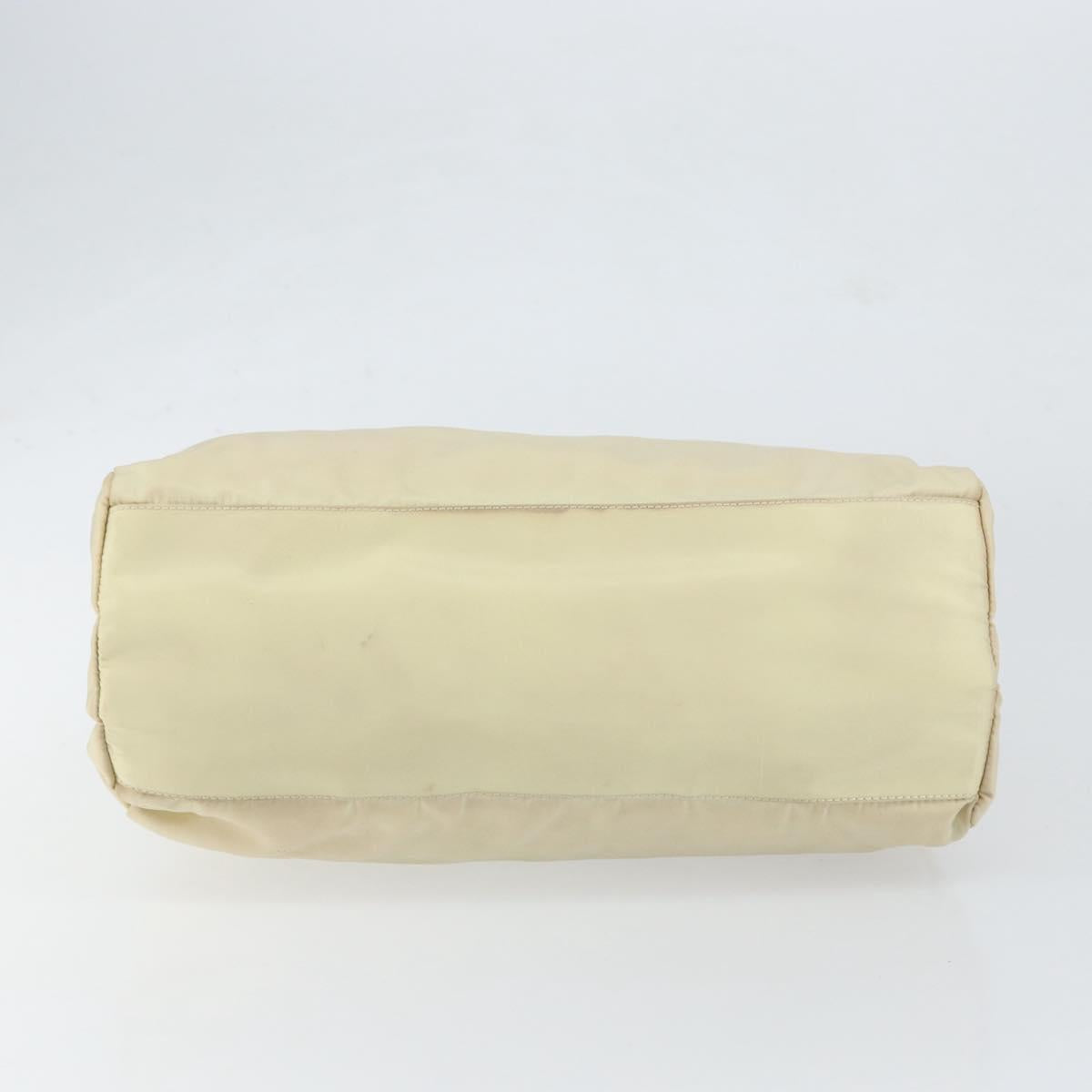 PRADA Tote Bag Nylon Ivory Silver Auth ar13818