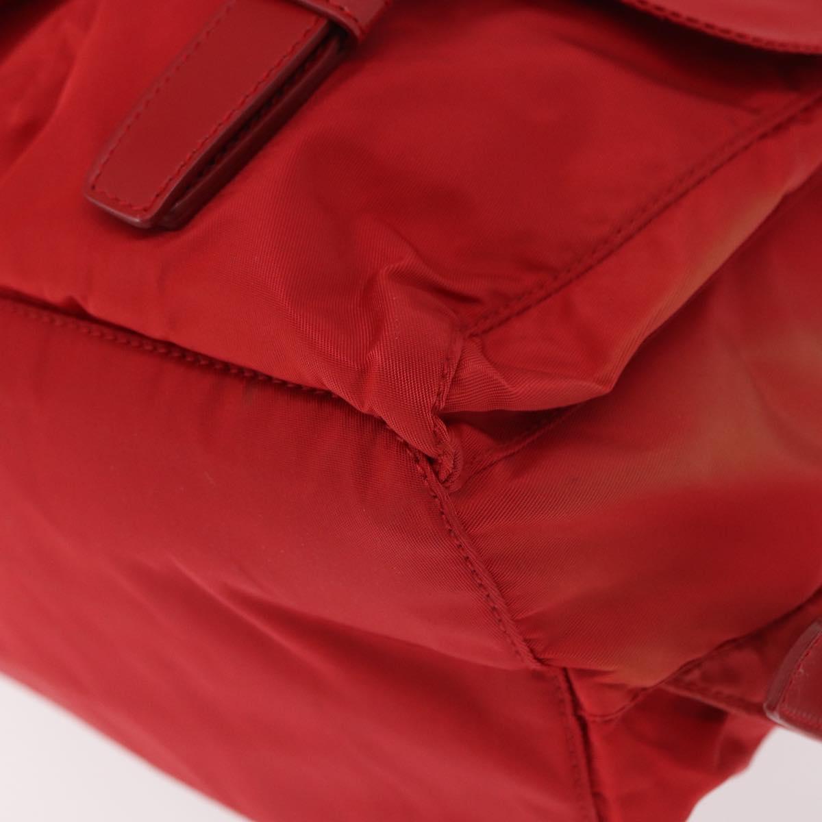 PRADA Backpack Nylon Red Silver Auth ar13819